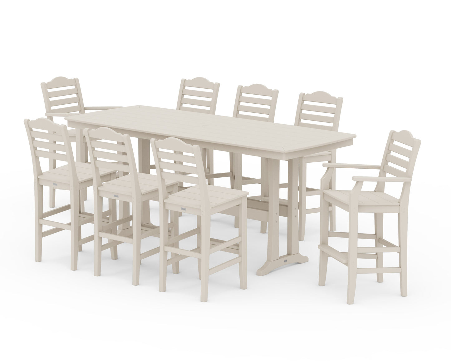 POLYWOOD Savannah 9-Piece Bar Set with Trestle Legs — Sand