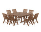 POLYWOOD Vineyard Folding Chair 9-Piece Square Dining Set with Trestle Legs — Teak