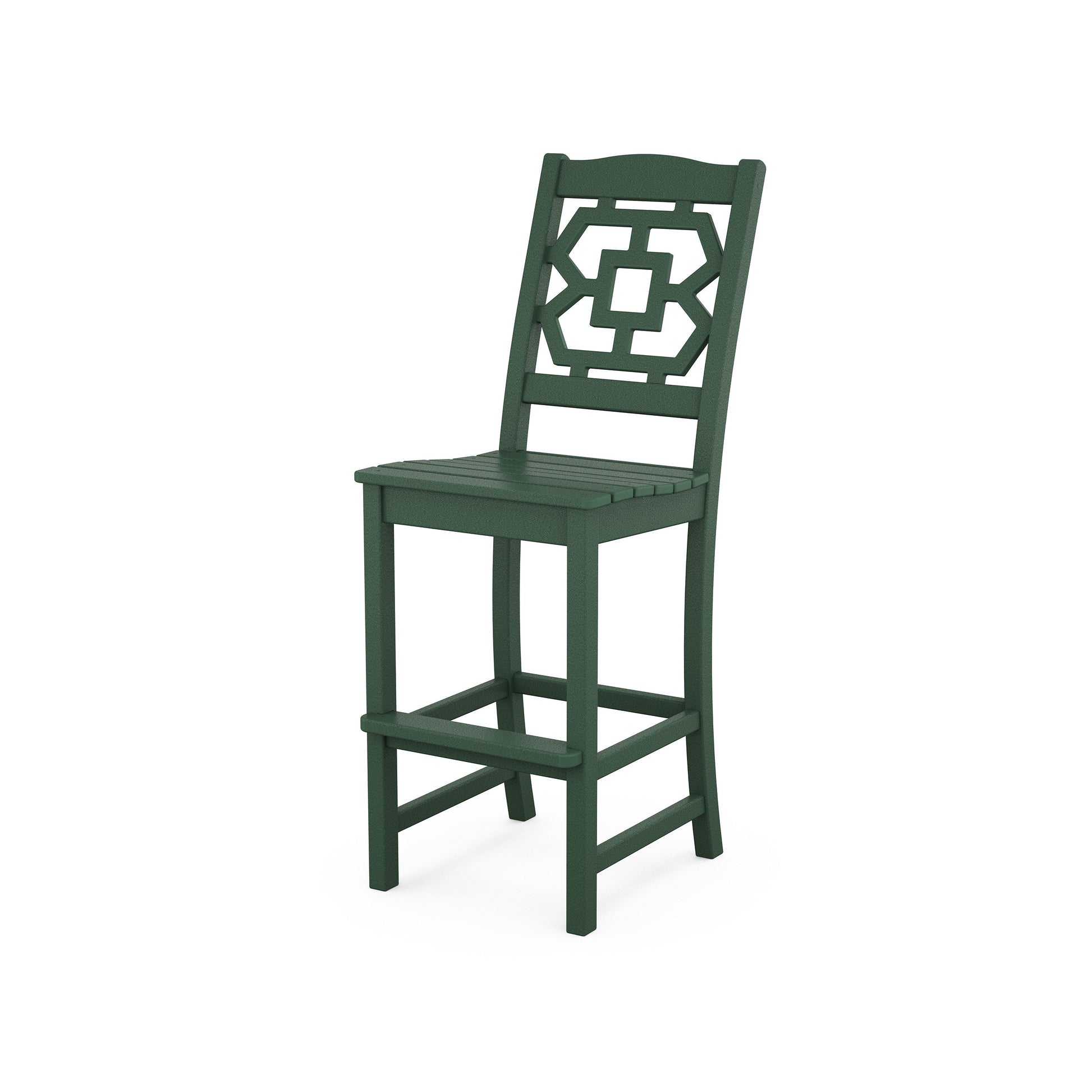 POLYWOOD Chinoiserie Bar Side Chair — Green