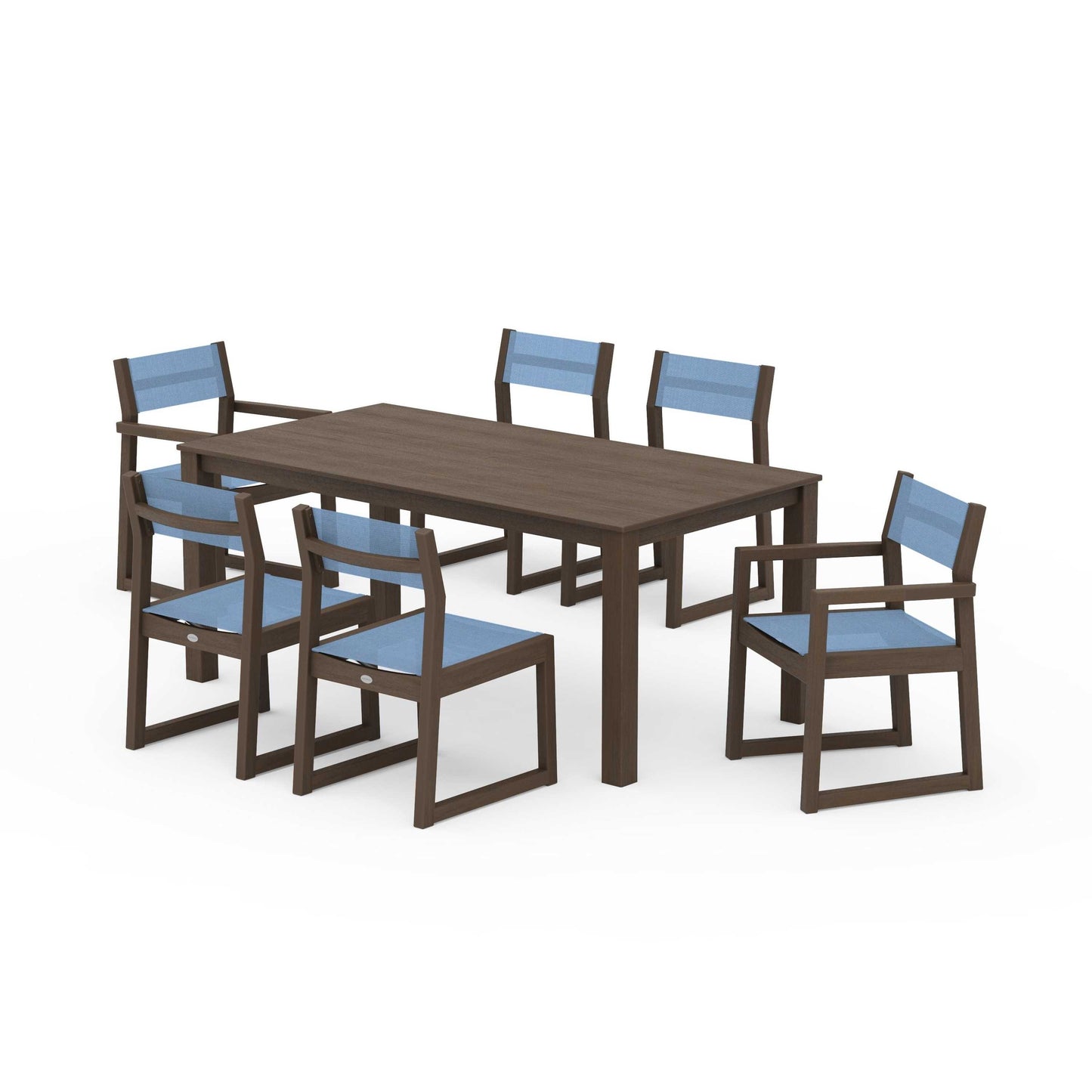 POLYWOOD EDGE Sling 7-Piece Parsons Dining Set — Kona / Poolside Sling