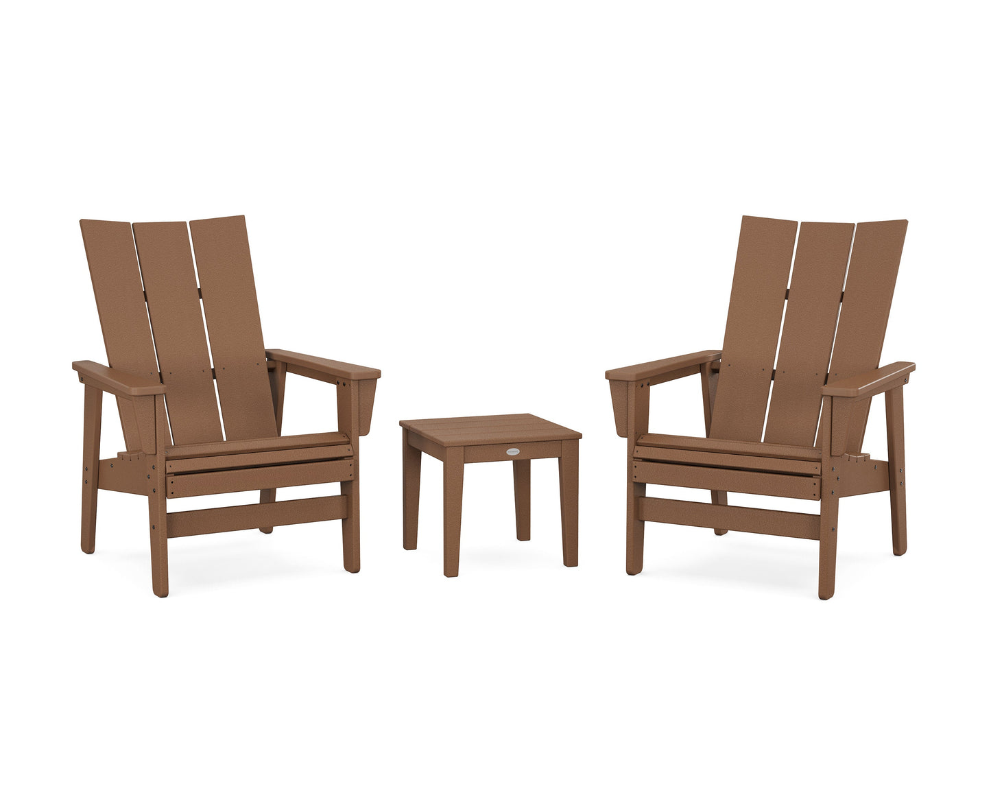 POLYWOOD 3-Piece Modern Grand Upright Adirondack Set — Teak