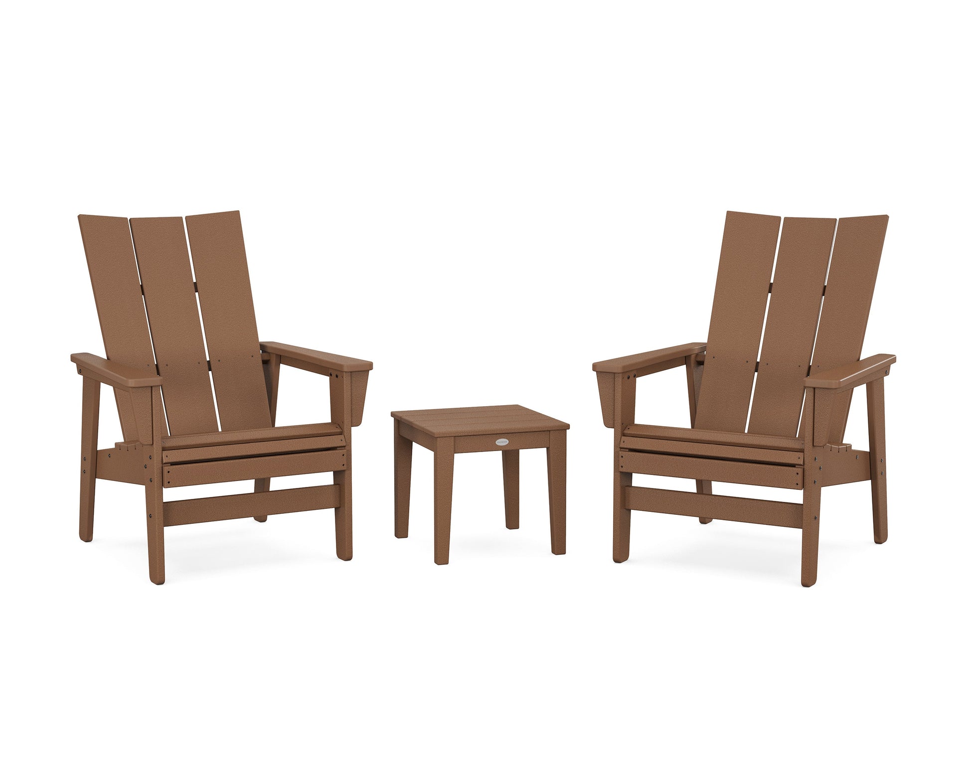 POLYWOOD 3-Piece Modern Grand Upright Adirondack Set — Teak