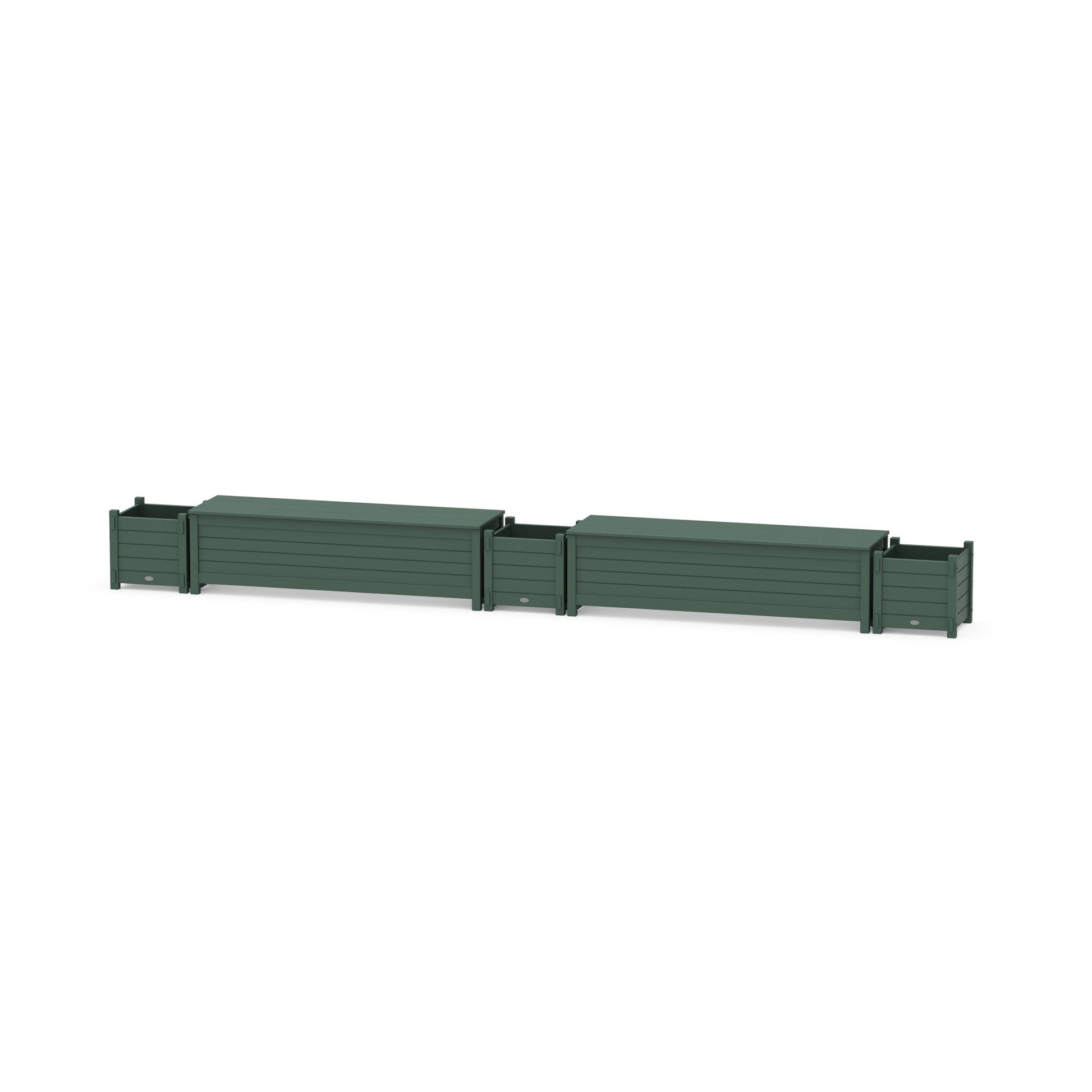 POLYWOOD 60" Nautical Straight Double Planter Storage Bench Set — Green