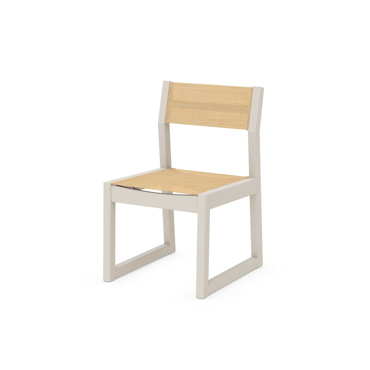 POLYWOOD EDGE Sling Dining Side Chair — Sand / Dupioni Apricot Sling