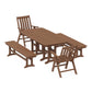 POLYWOOD Vineyard Folding Chair 6-Piece Dining Set with Benches — Teak