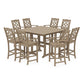 POLYWOOD Chinoiserie 9-Piece Square Bar Set with Trestle Legs — Vintage Sahara