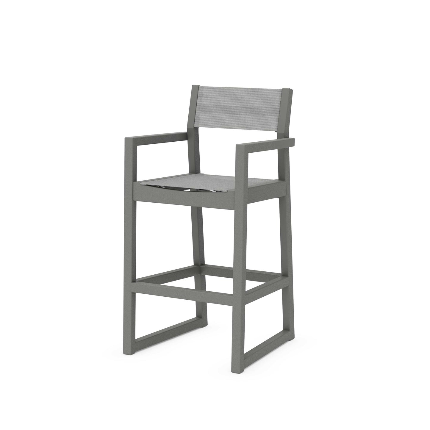 POLYWOOD EDGE Sling Bar Arm Chair — Slate Grey / Metallic Sling