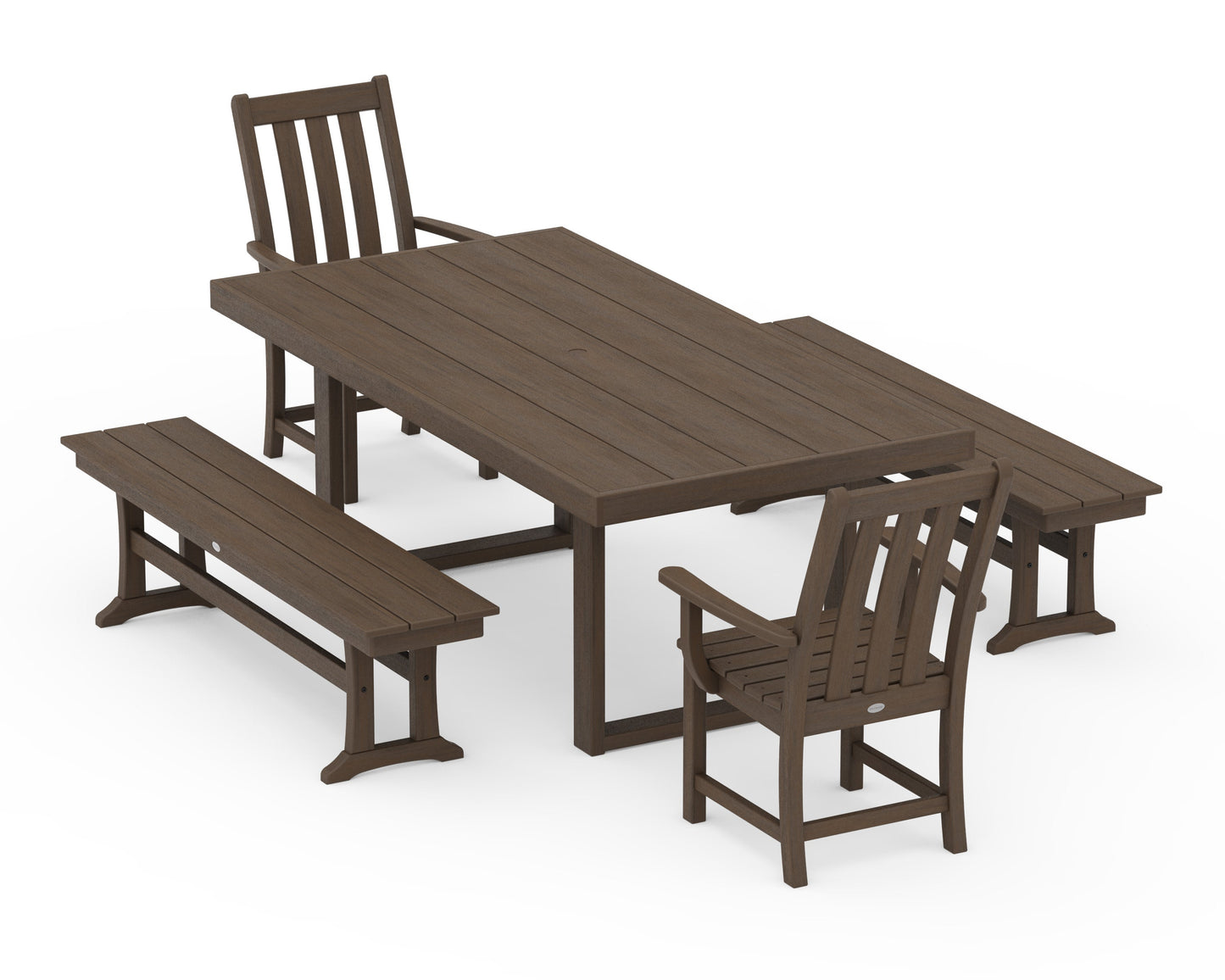 POLYWOOD Vineyard 5-Piece Dining Set with Benches — Kona