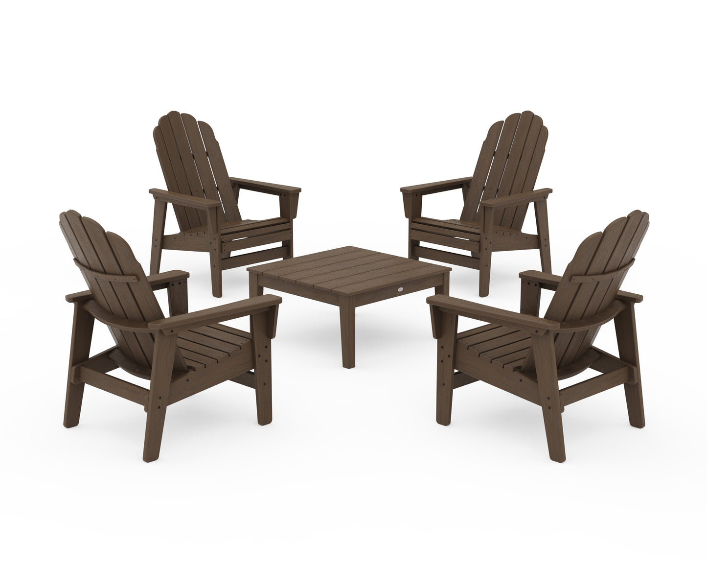 POLYWOOD 5-Piece Vineyard Grand Upright Adirondack Chair Conversation Group — Kona