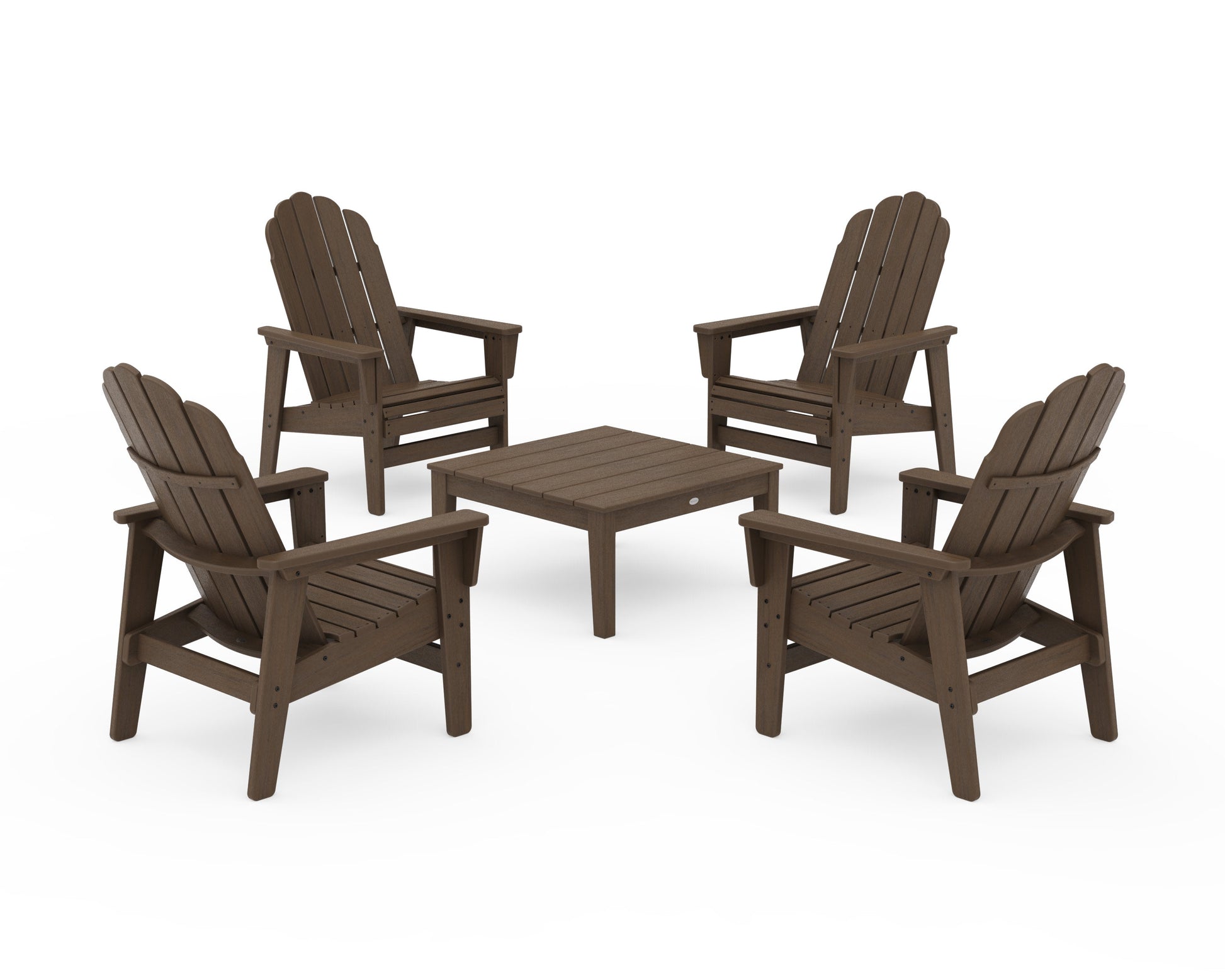 POLYWOOD 5-Piece Vineyard Grand Upright Adirondack Chair Conversation Group — Kona