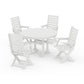 POLYWOOD Captain Folding Chair 5-Piece Round Dining Set with Trestle Legs — White