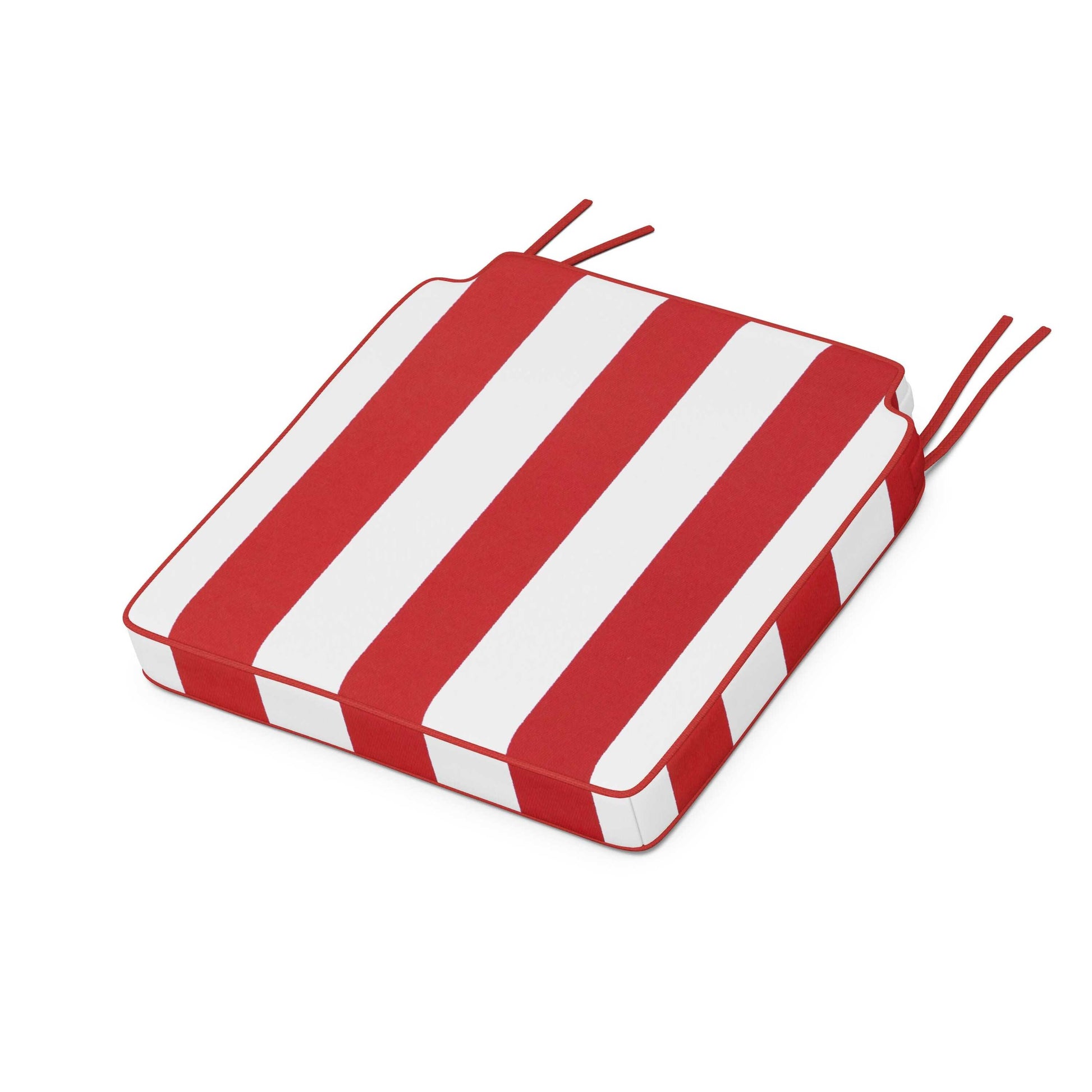 POLYWOOD Acadia Dining Side Seat Cushion — Cabana Stripe Crimson
