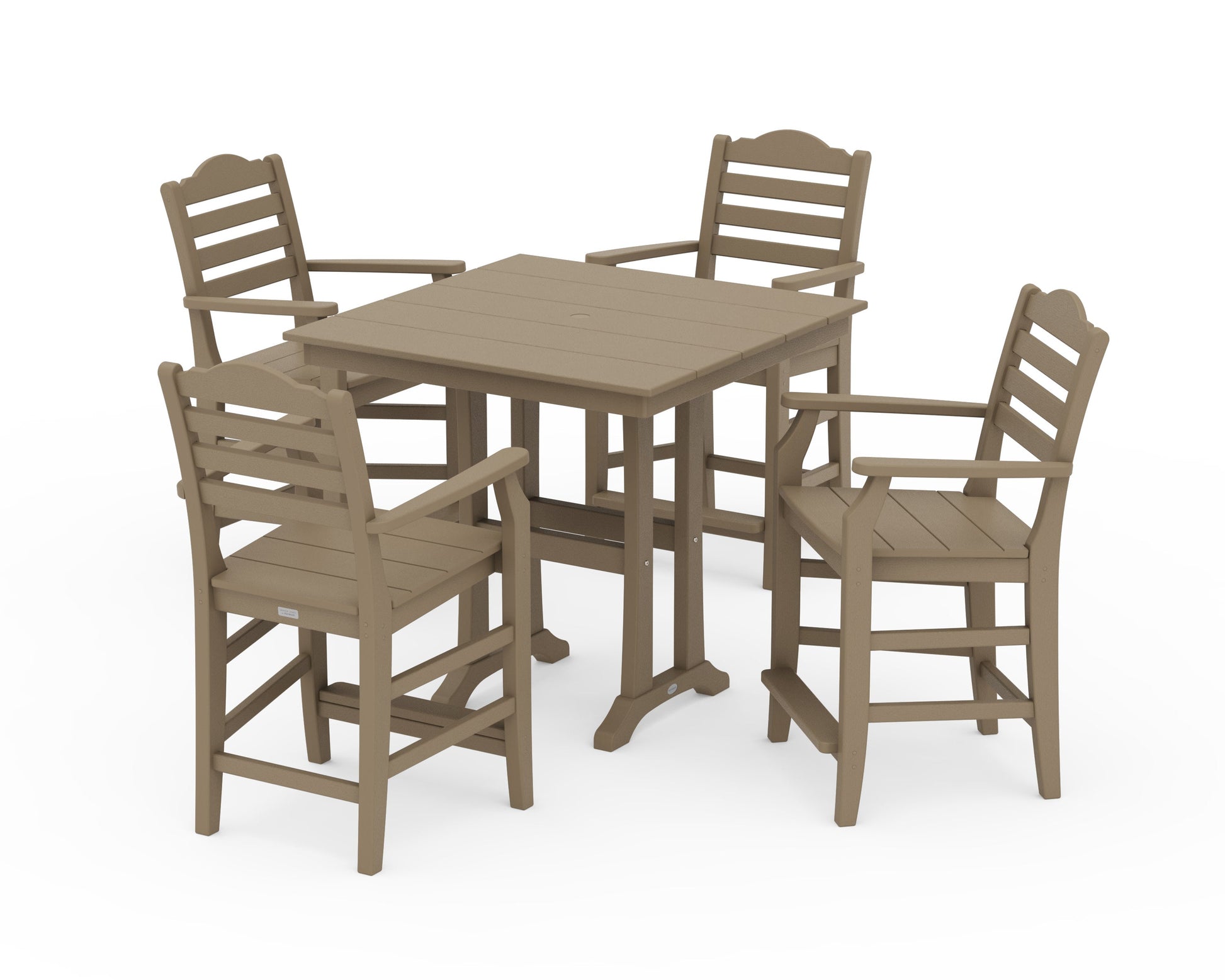 POLYWOOD Savannah 5-Piece Farmhouse Counter Set with Trestle Legs — Vintage Sahara