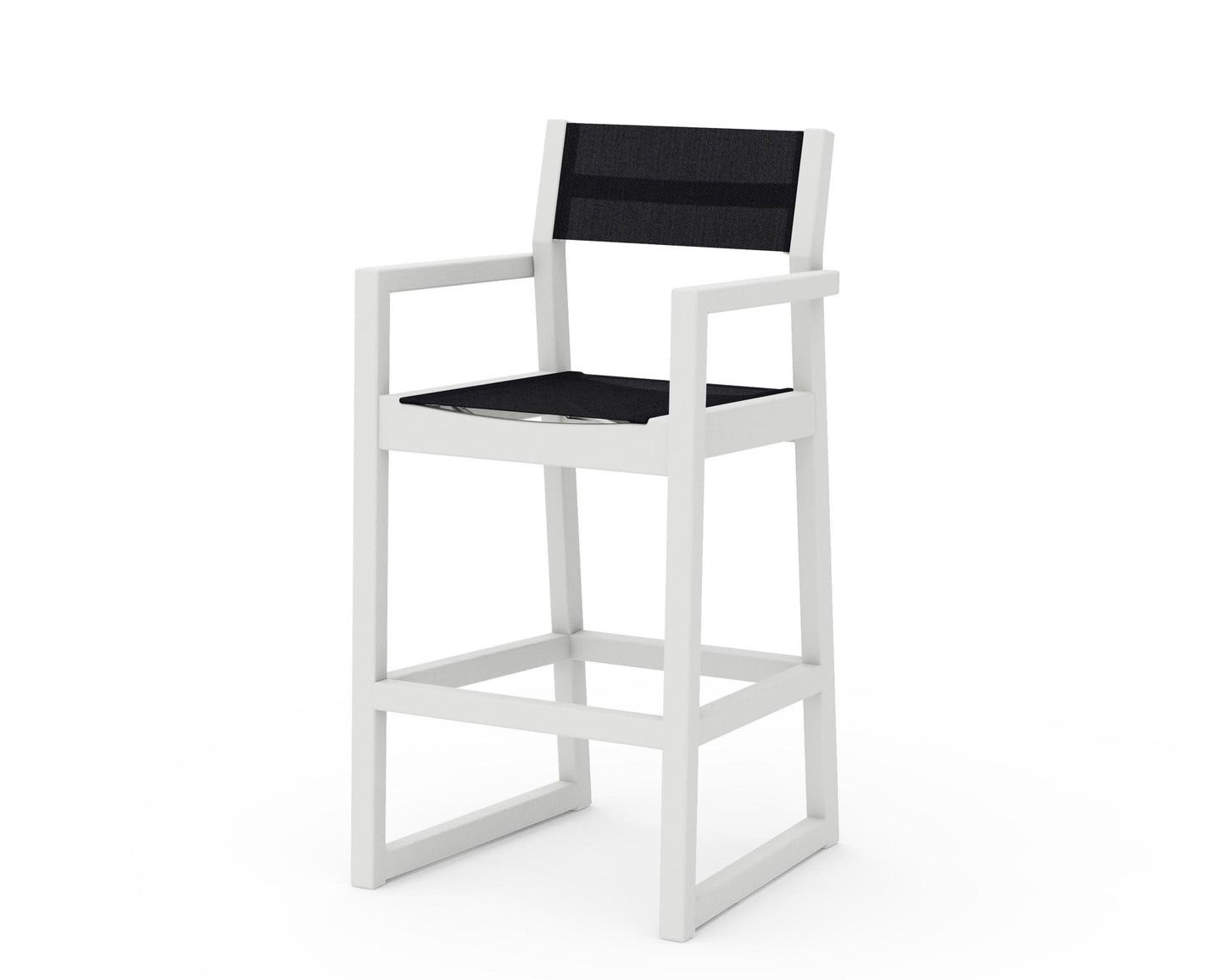 POLYWOOD EDGE Sling Bar Arm Chair — Vintage White / Black Sling