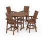 POLYWOOD Modern Adirondack 5-Piece Nautical Trestle Round Bar Set with Swivels — Teak