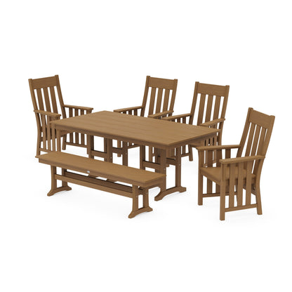 POLYWOOD Acadia 6-Piece Farmhouse Dining Set with Bench — Natural