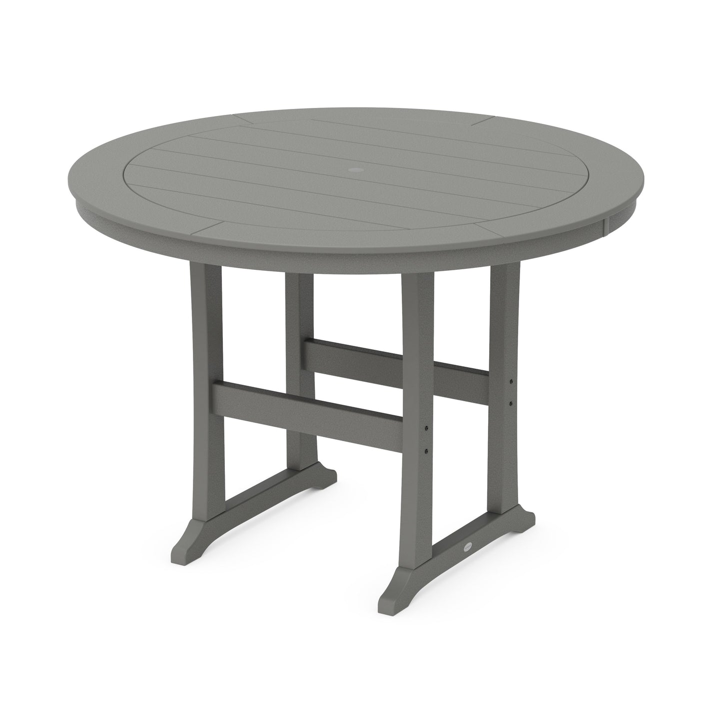 POLYWOOD Nautical Trestle 60" Round Bar Table — Slate Grey