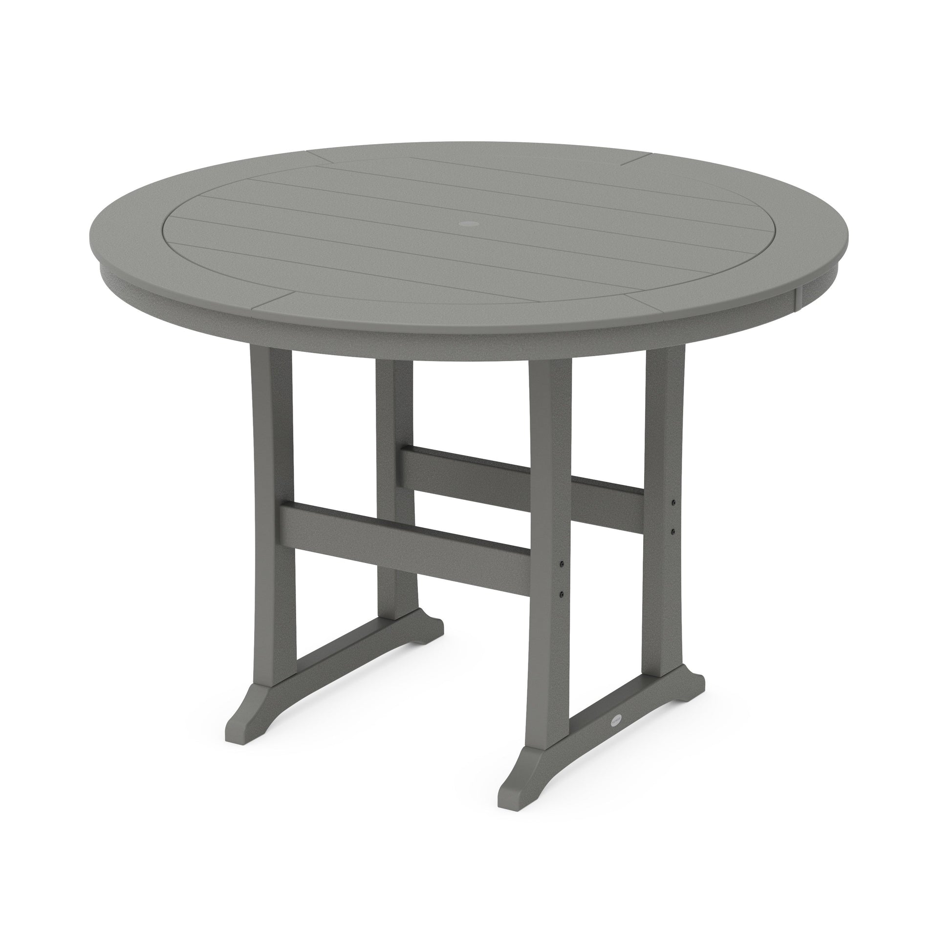 POLYWOOD Nautical Trestle 60" Round Bar Table — Slate Grey