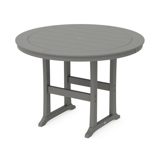 POLYWOOD Nautical Trestle 60" Round Bar Table — Slate Grey