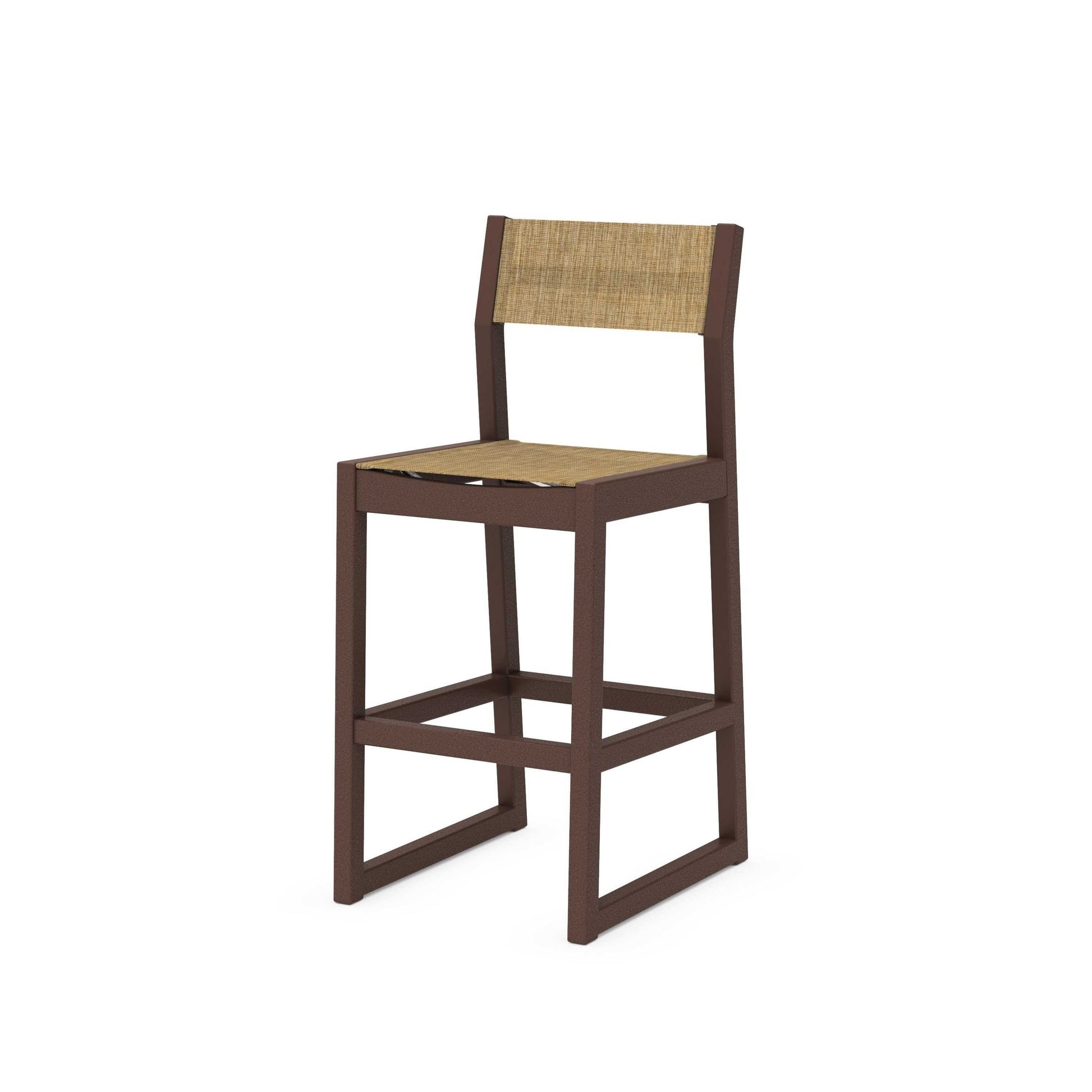 POLYWOOD EDGE Sling Bar Side Chair — Mahogany / Burlap Sling