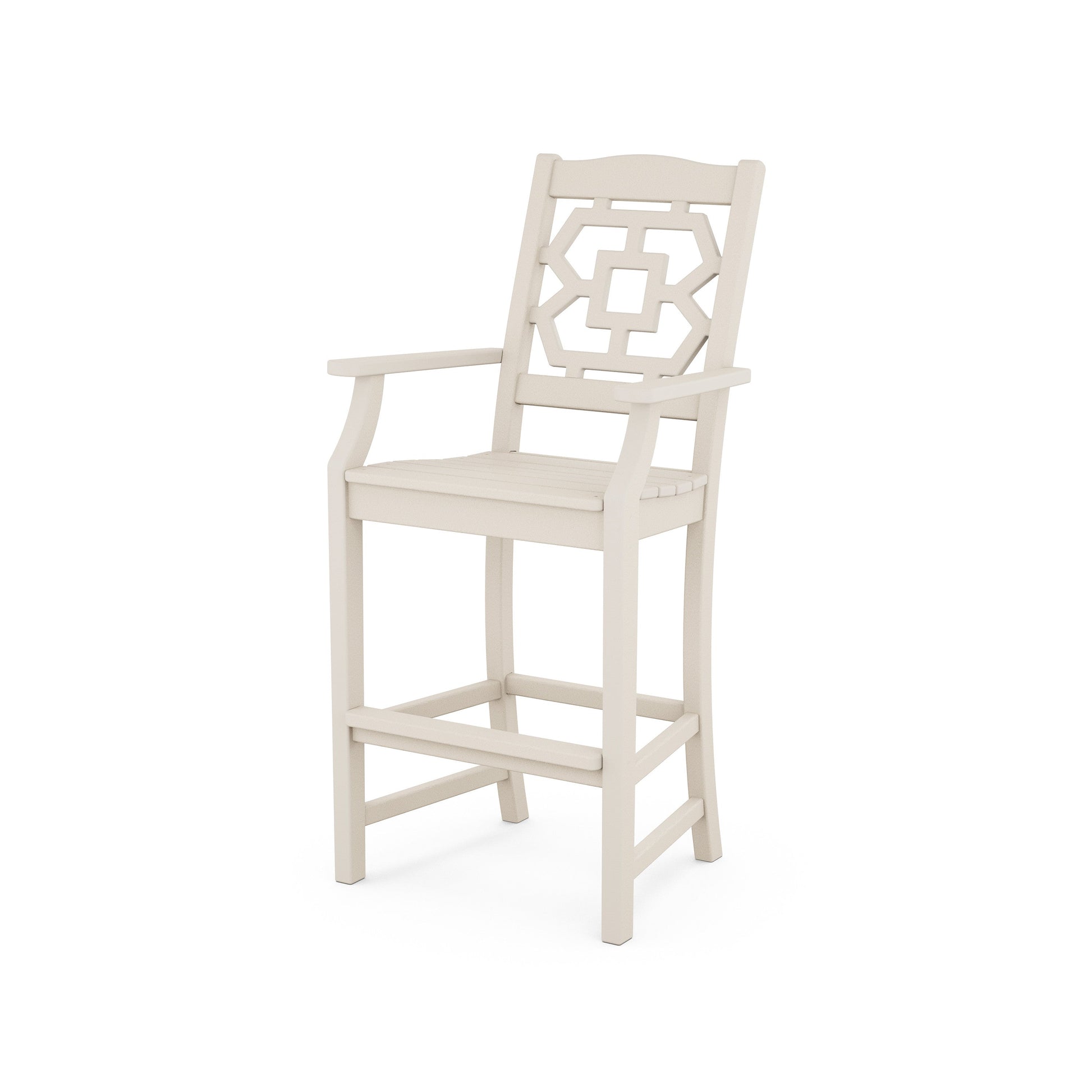 POLYWOOD Chinoiserie Bar Arm Chair — Sand