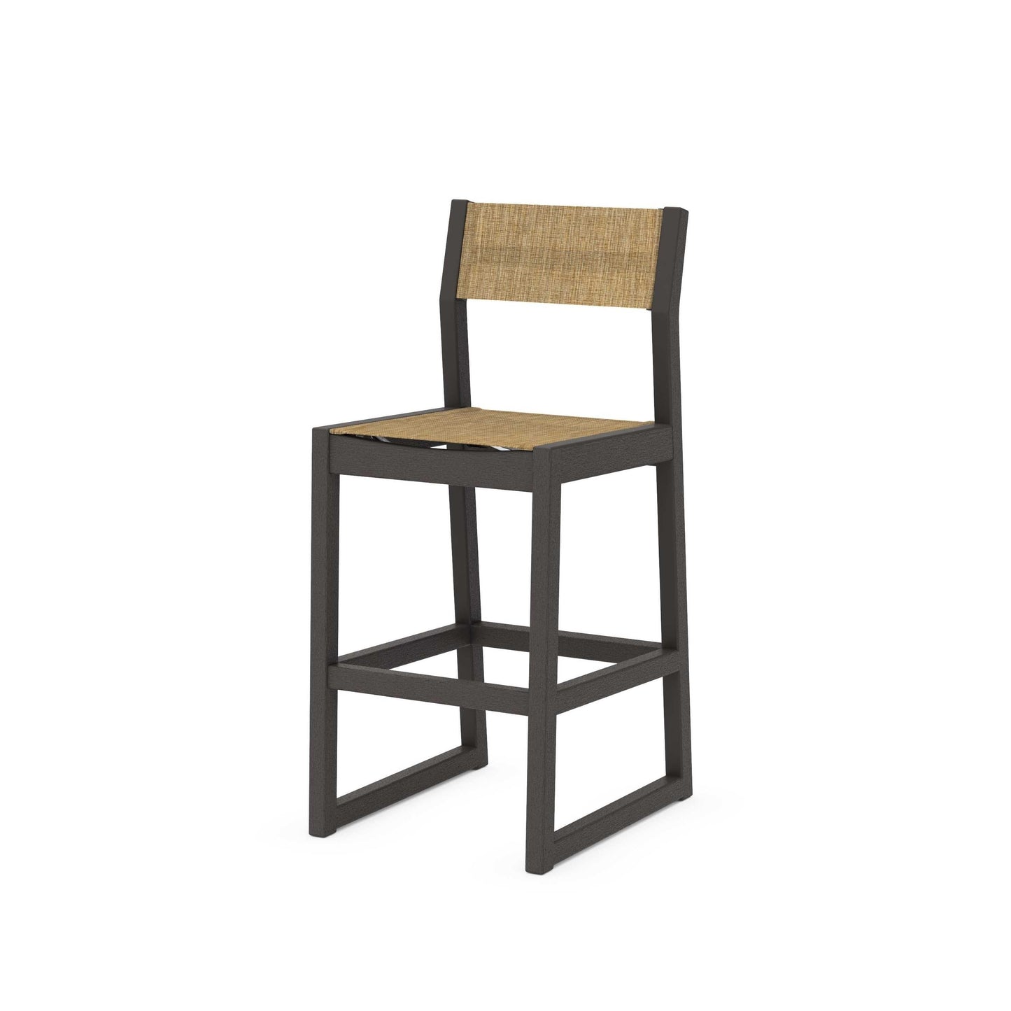 POLYWOOD EDGE Sling Bar Side Chair — Vintage Coffee / Burlap Sling