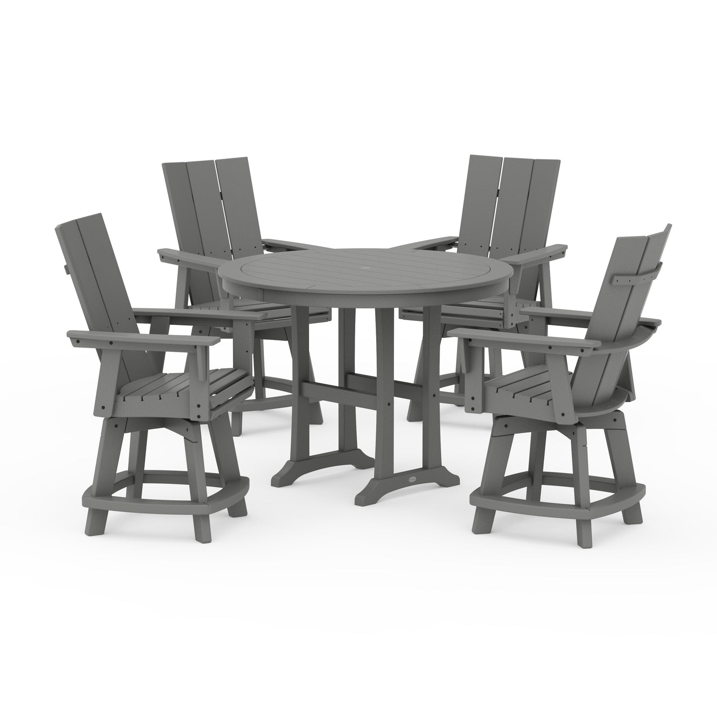 POLYWOOD 5-Piece Modern Swivel Counter Set — Slate Grey