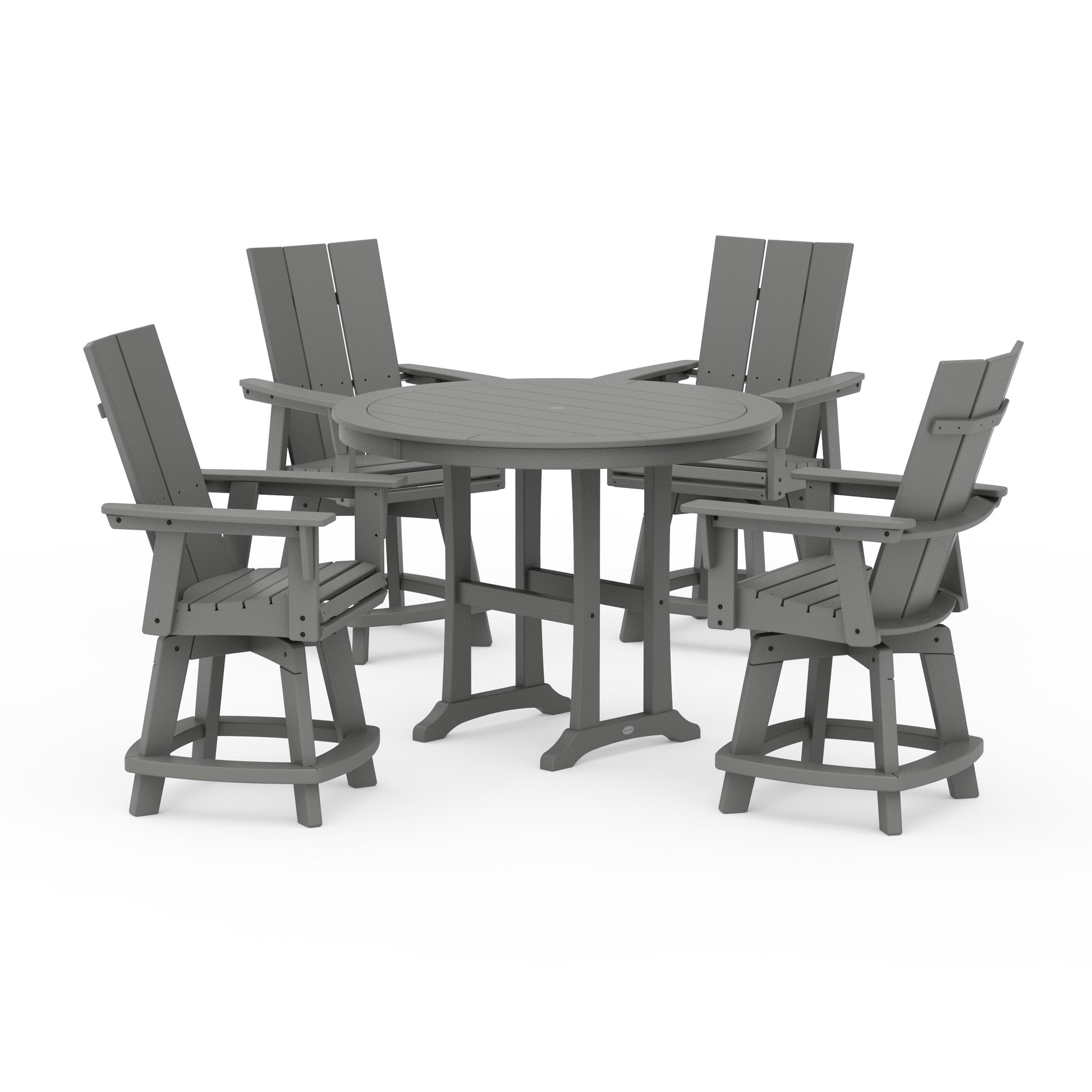 POLYWOOD 5-Piece Modern Swivel Counter Set — Slate Grey