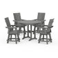 POLYWOOD 5-Piece Modern Swivel Counter Set — Slate Grey
