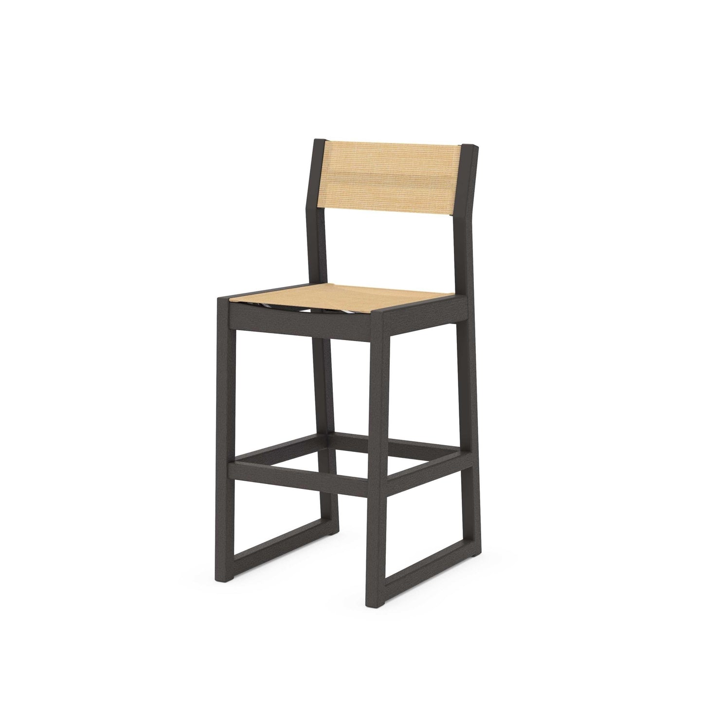 POLYWOOD EDGE Sling Bar Side Chair — Vintage Coffee / Dupioni Apricot Sling