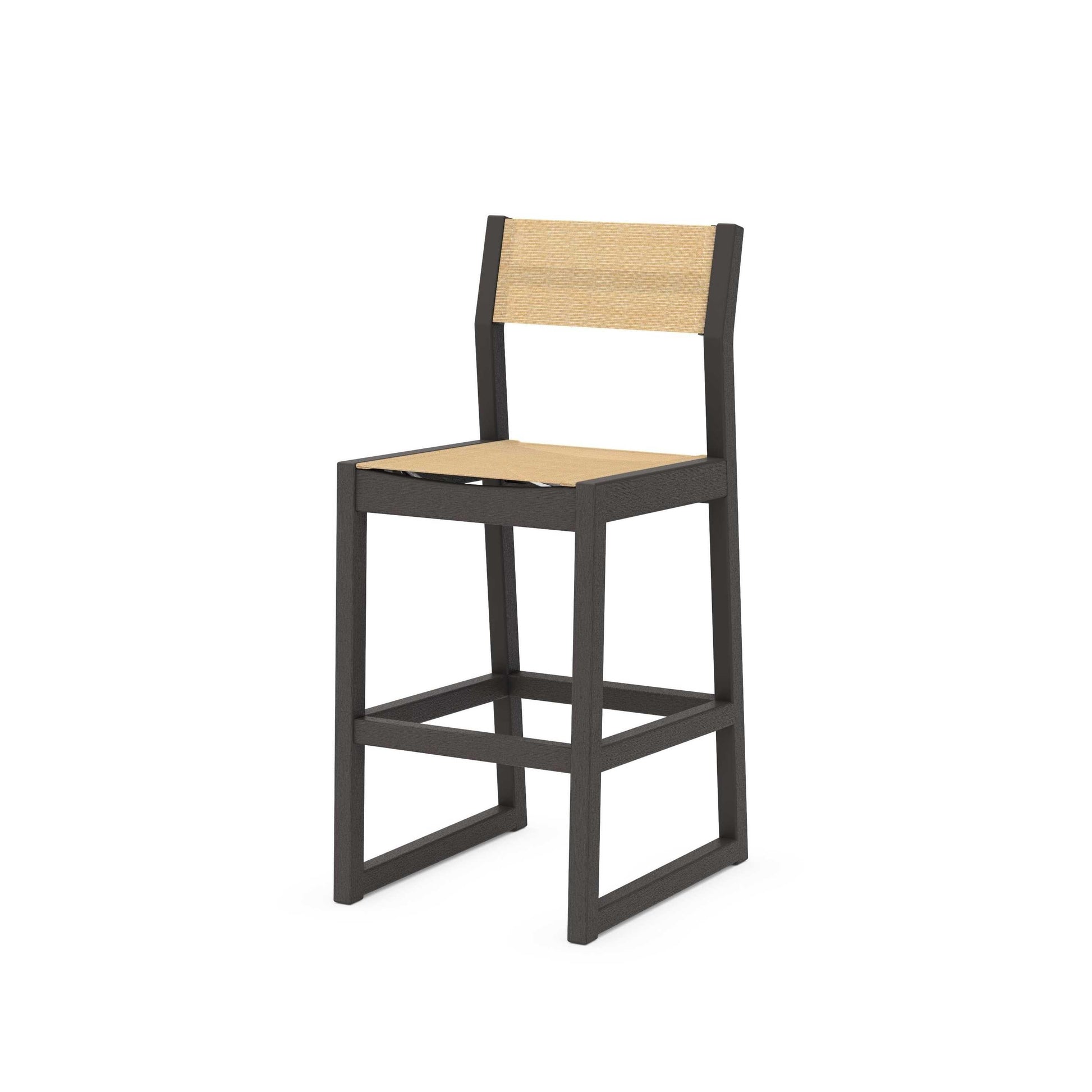 POLYWOOD EDGE Sling Bar Side Chair — Vintage Coffee / Dupioni Apricot Sling
