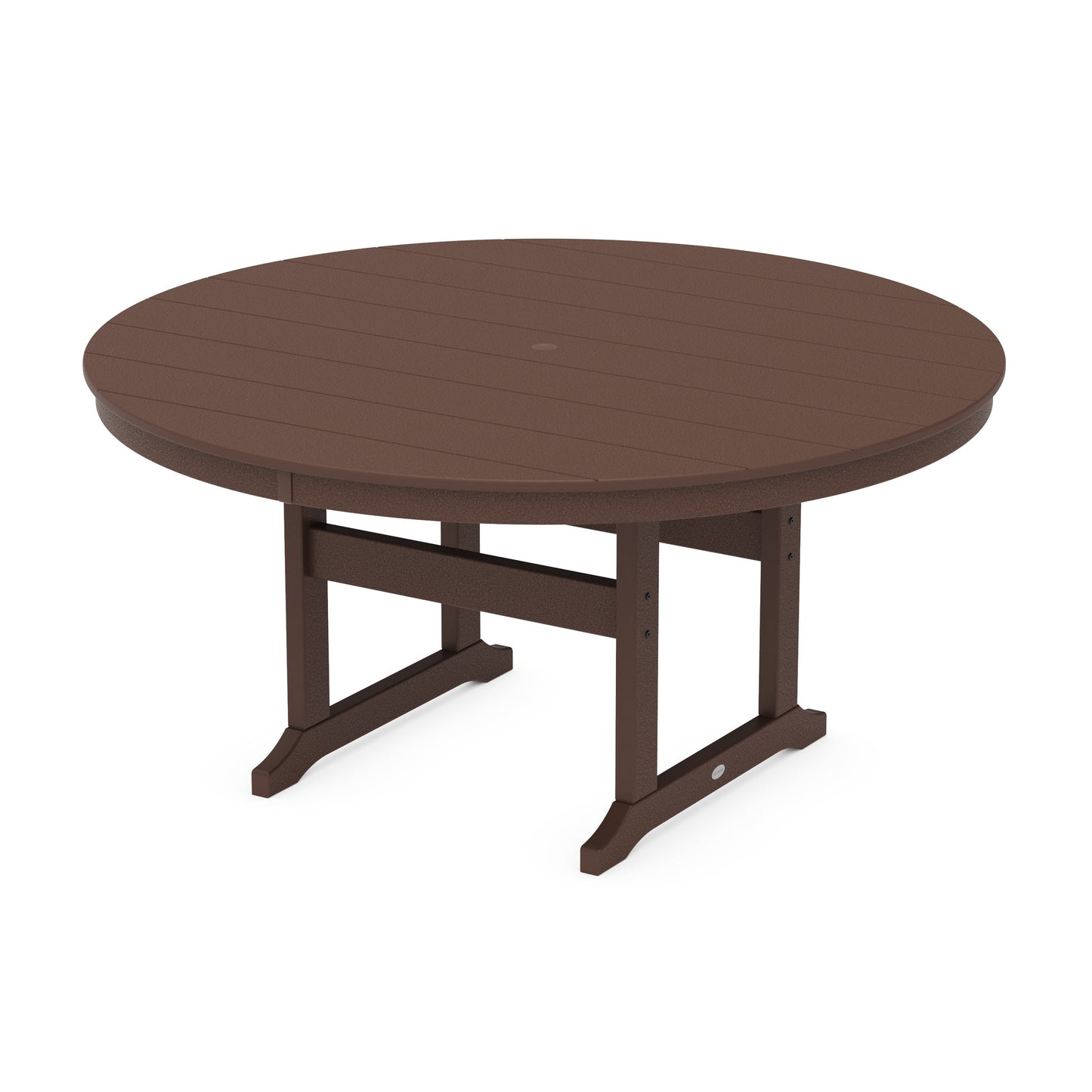 POLYWOOD 60" Round Farmhouse Dining Table — Mahogany