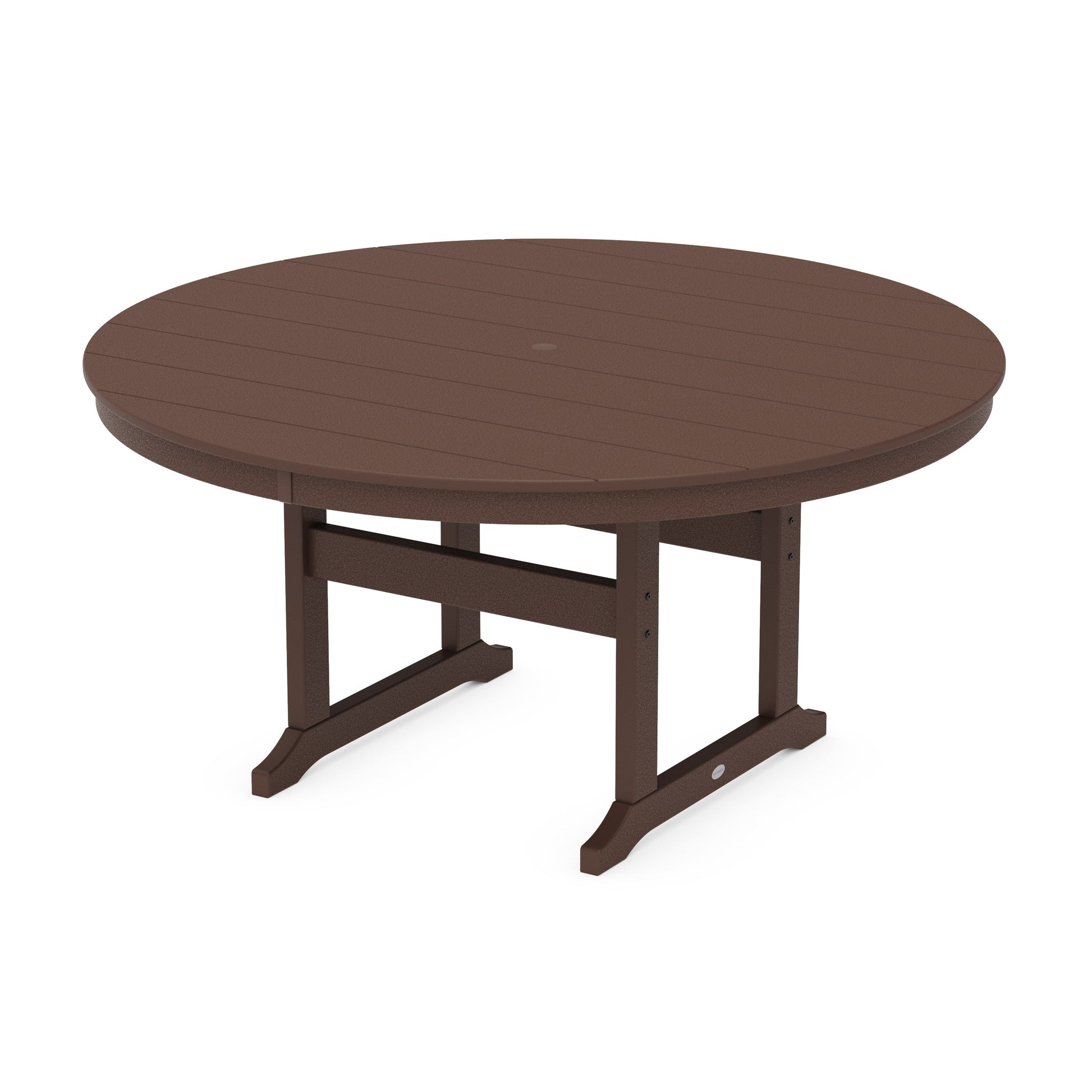POLYWOOD 60" Round Farmhouse Dining Table — Mahogany