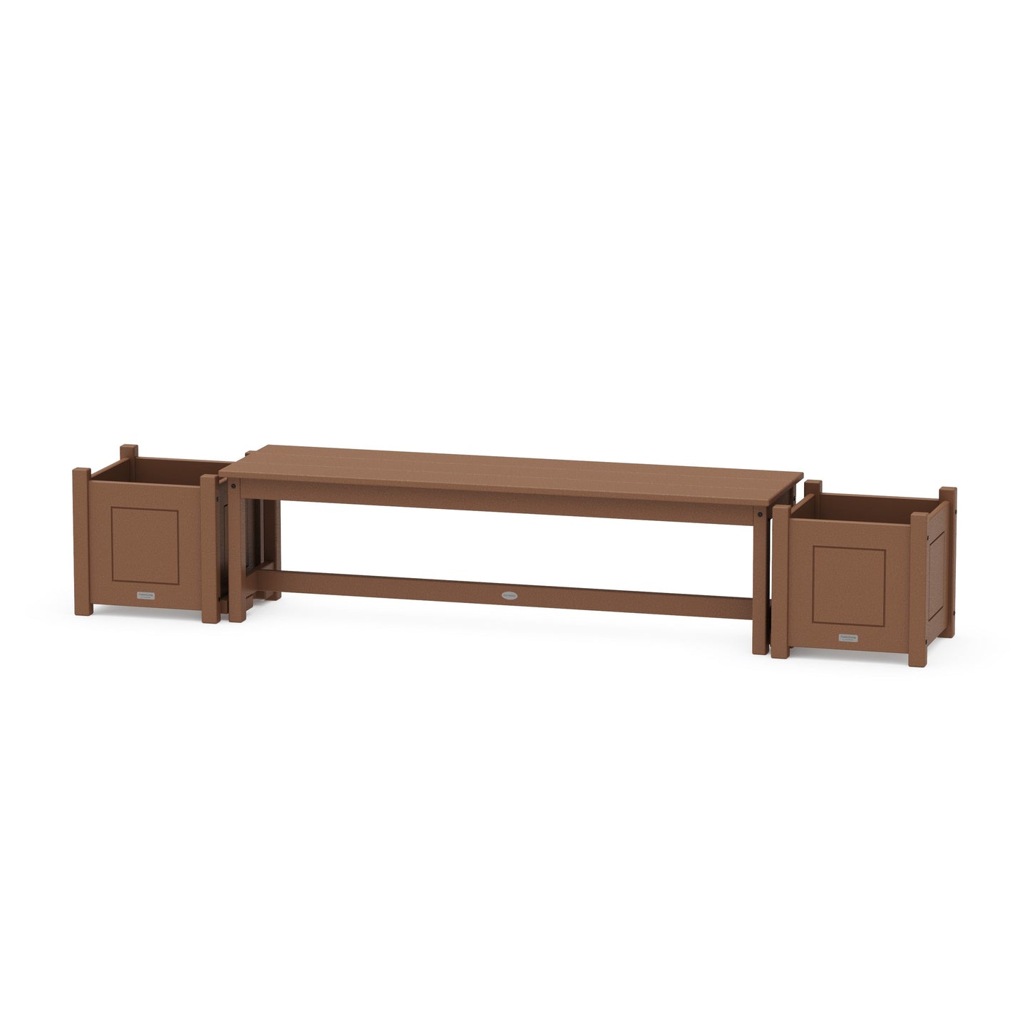POLYWOOD 60" Country Living Straight Planter Bench Set — Teak