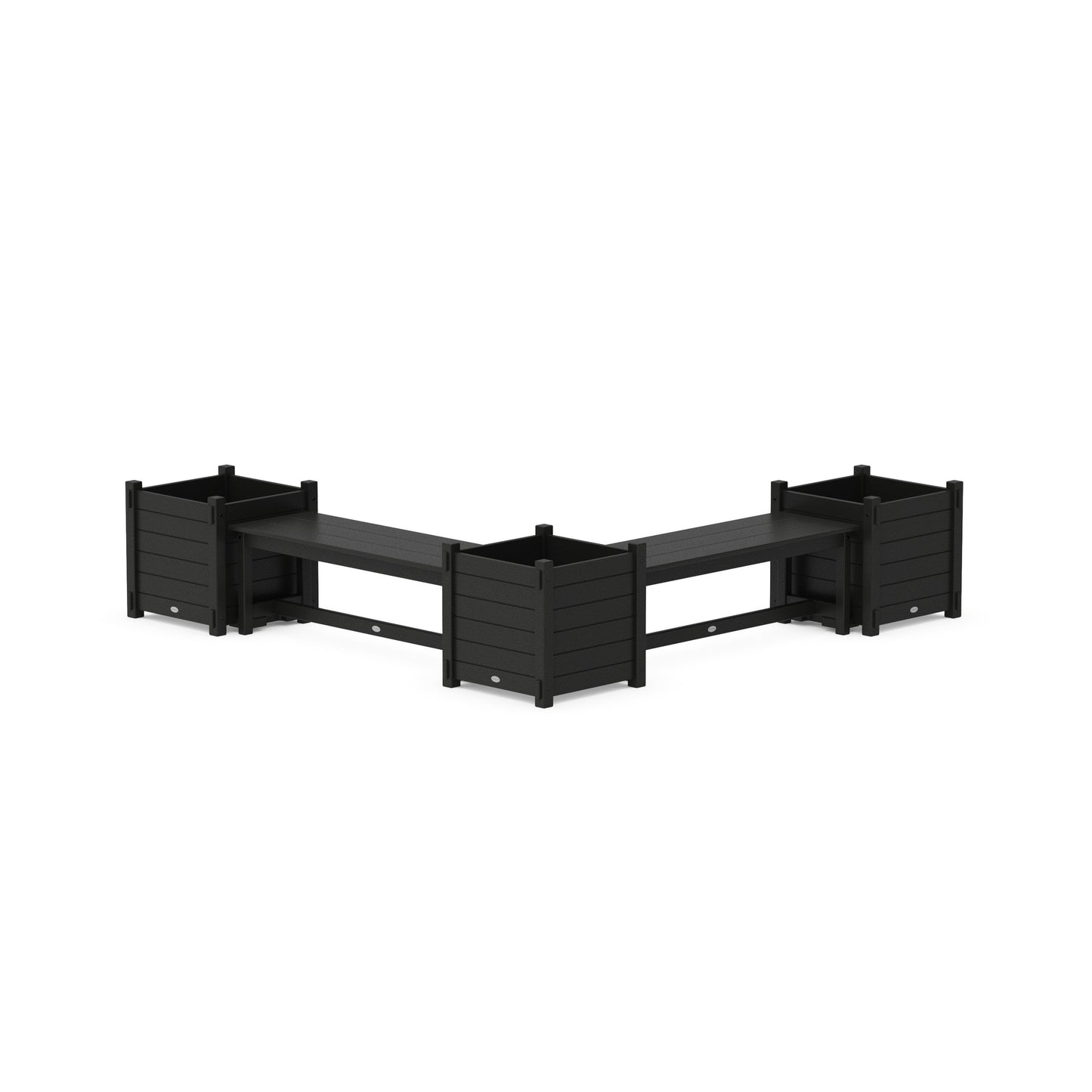 POLYWOOD 48" Nautical L- Shaped Planter Bench Corner Set - Large — Black