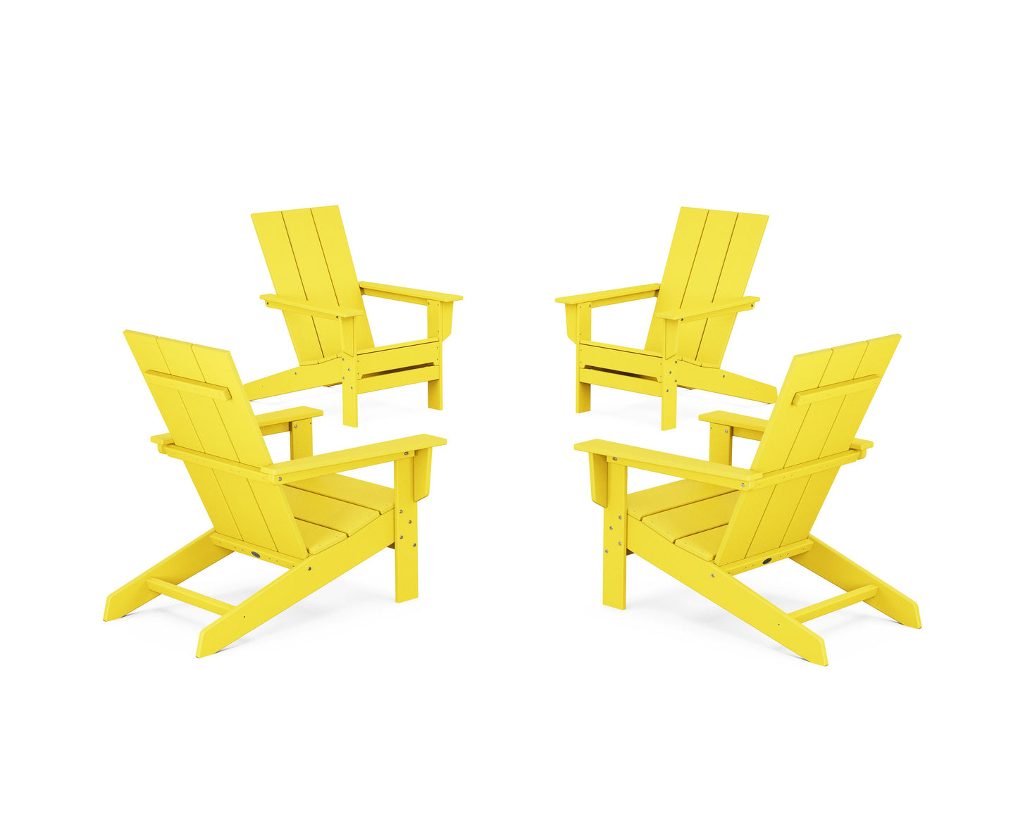 POLYWOOD 4-Piece Modern Studio Adirondack Chair Conversation Set — Lemon