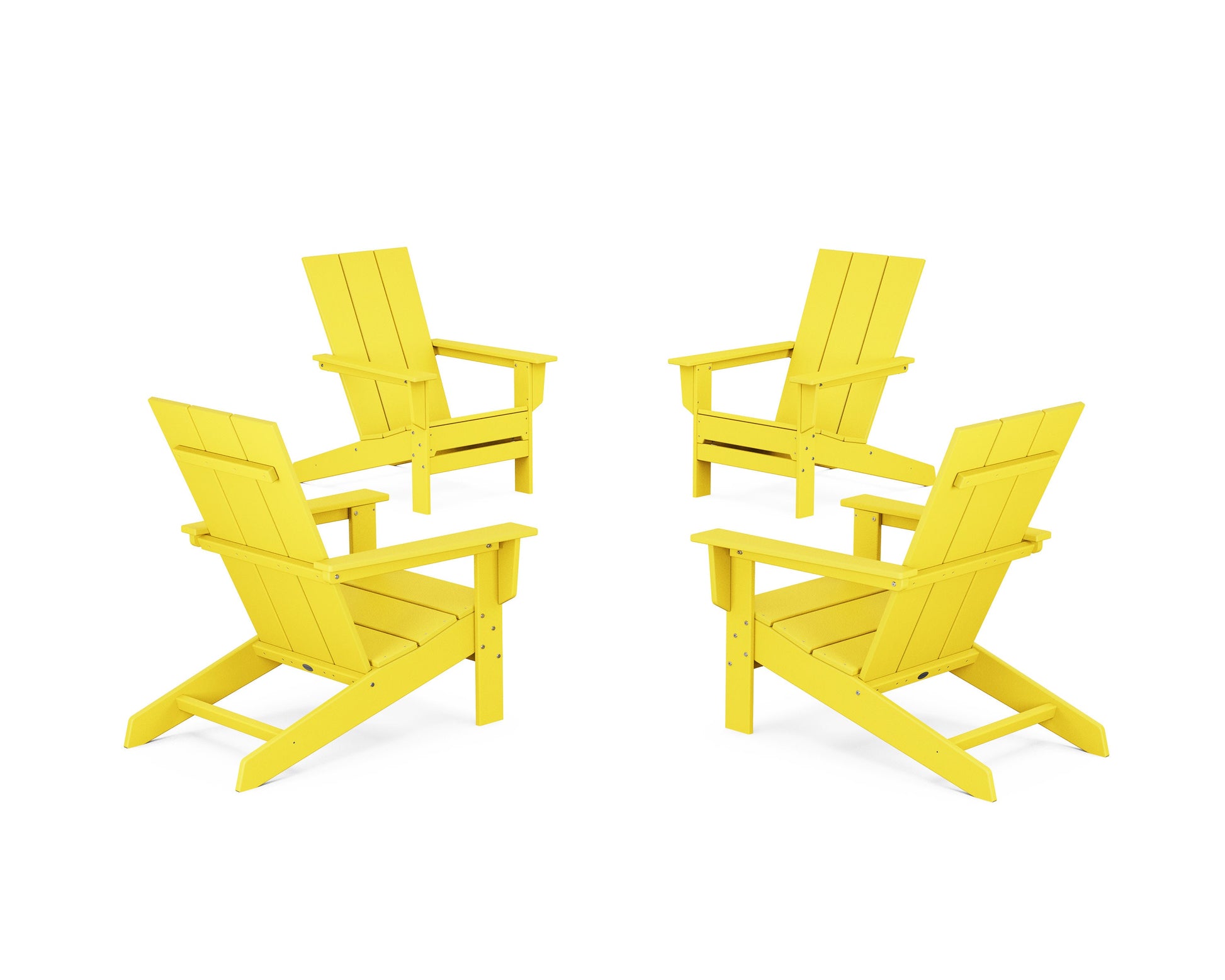 POLYWOOD 4-Piece Modern Studio Adirondack Chair Conversation Set — Lemon