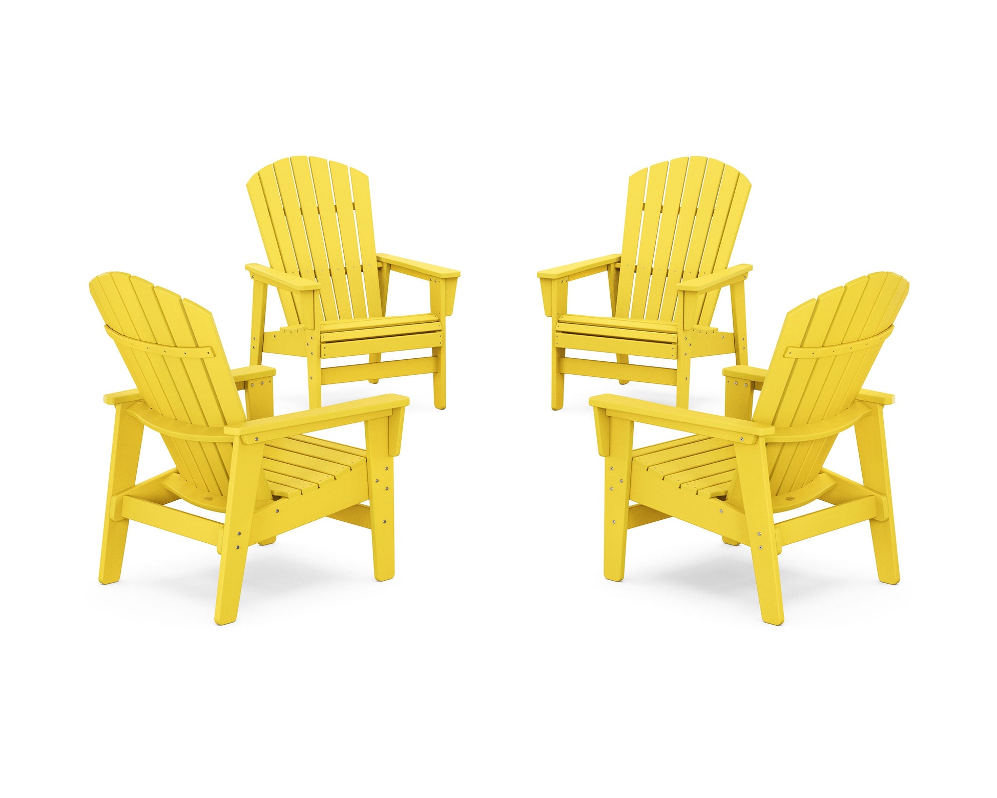 POLYWOOD 4-Piece Nautical Grand Upright Adirondack Chair Conversation Set — Lemon