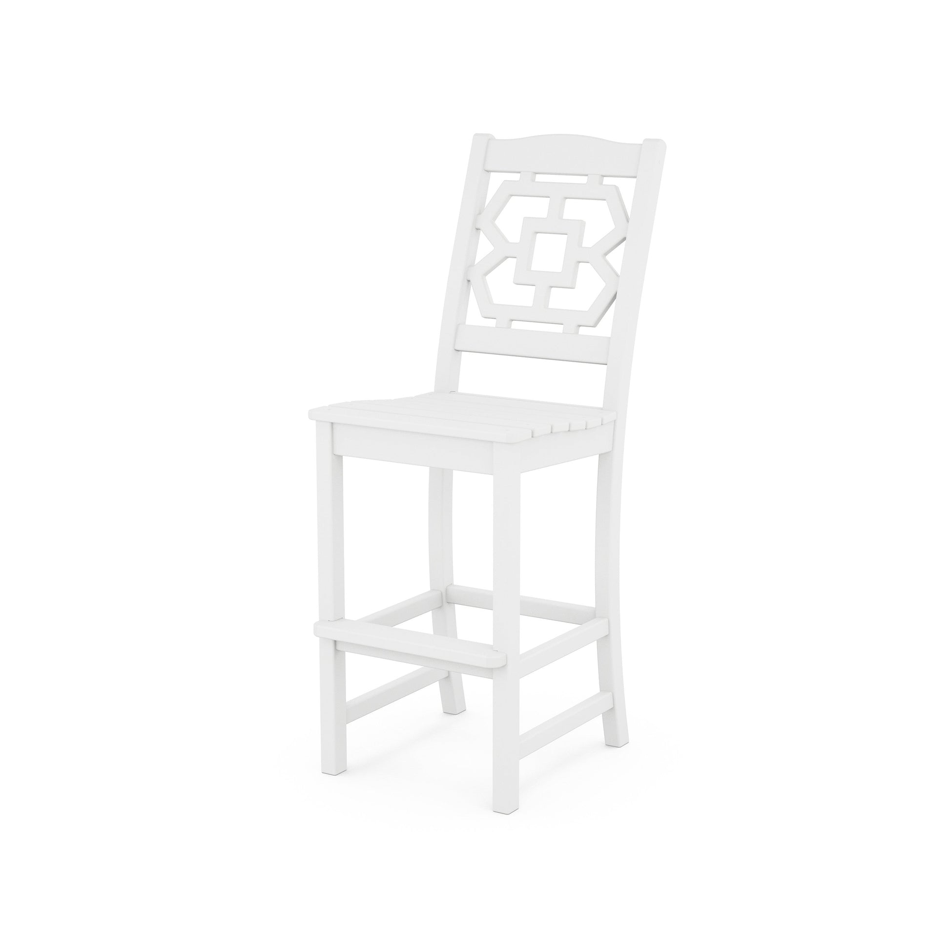 POLYWOOD Chinoiserie Bar Side Chair — White