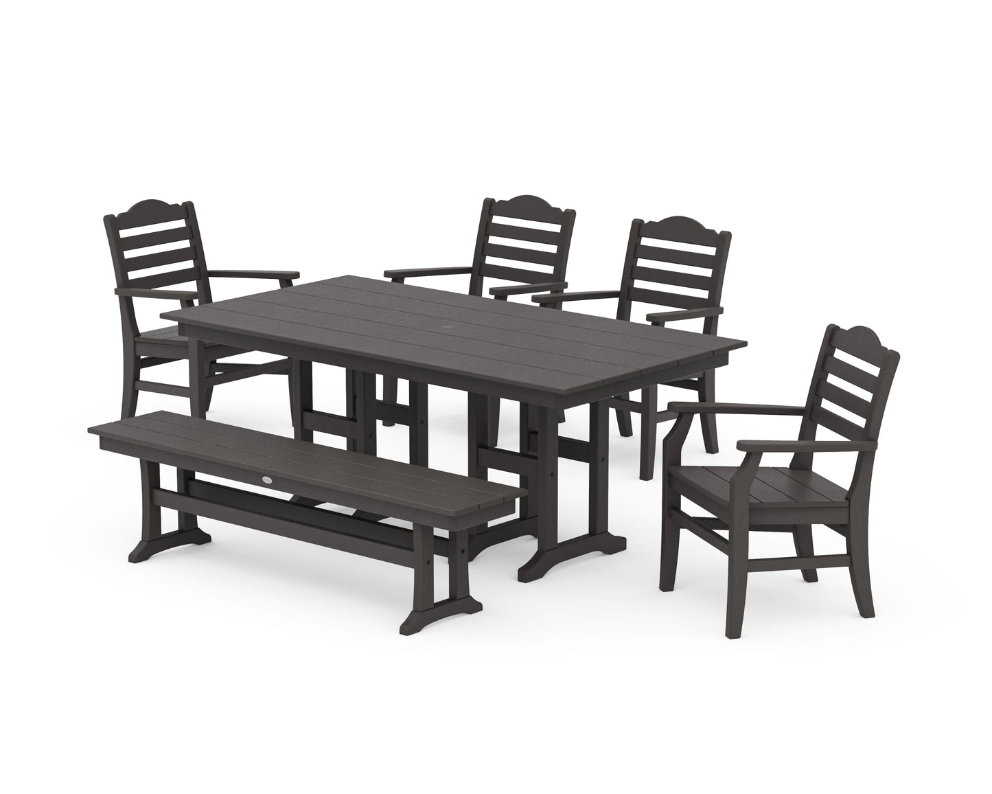 POLYWOOD Savannah 6-Piece Farmhouse Dining Set with Bench — Vintage Coffee