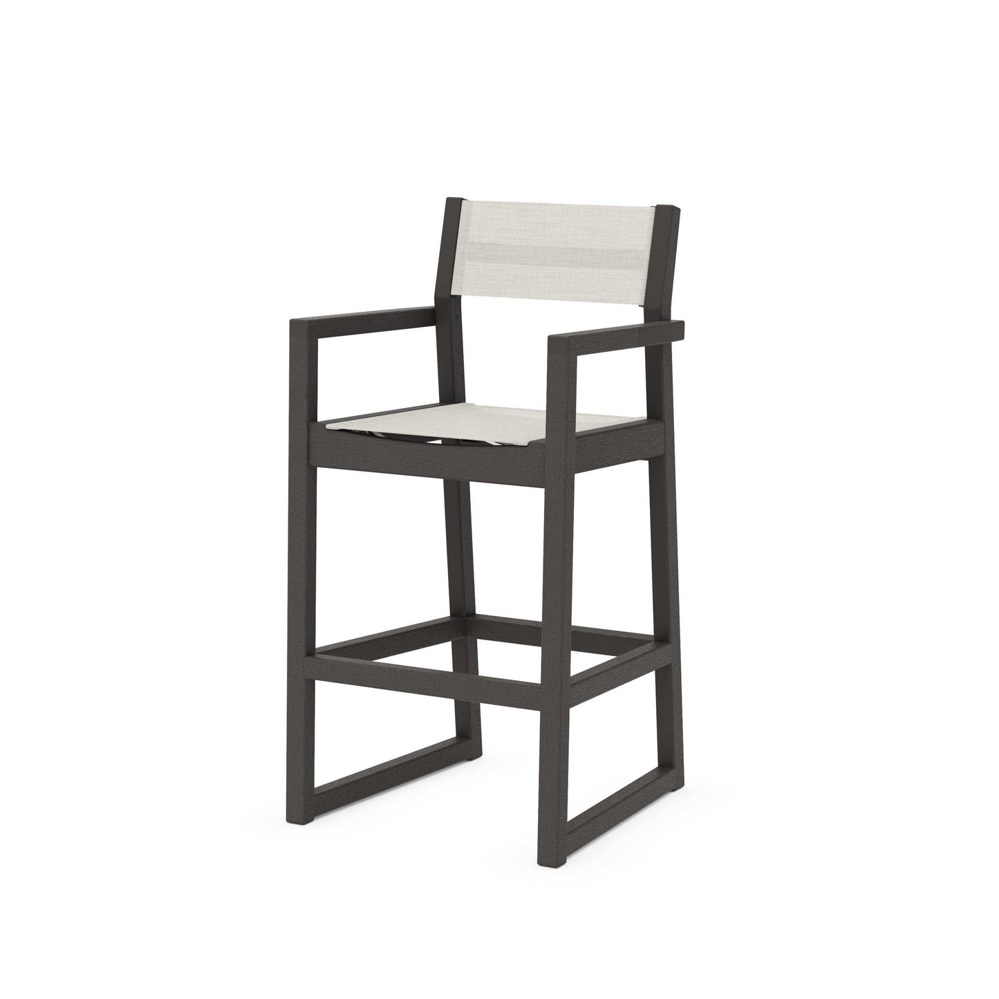 POLYWOOD EDGE Sling Bar Arm Chair — Vintage Coffee / Parchment Sling