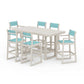 POLYWOOD EDGE Sling 7-Piece Bar Table Set — Sand / Dupioni Aquamarine Sling