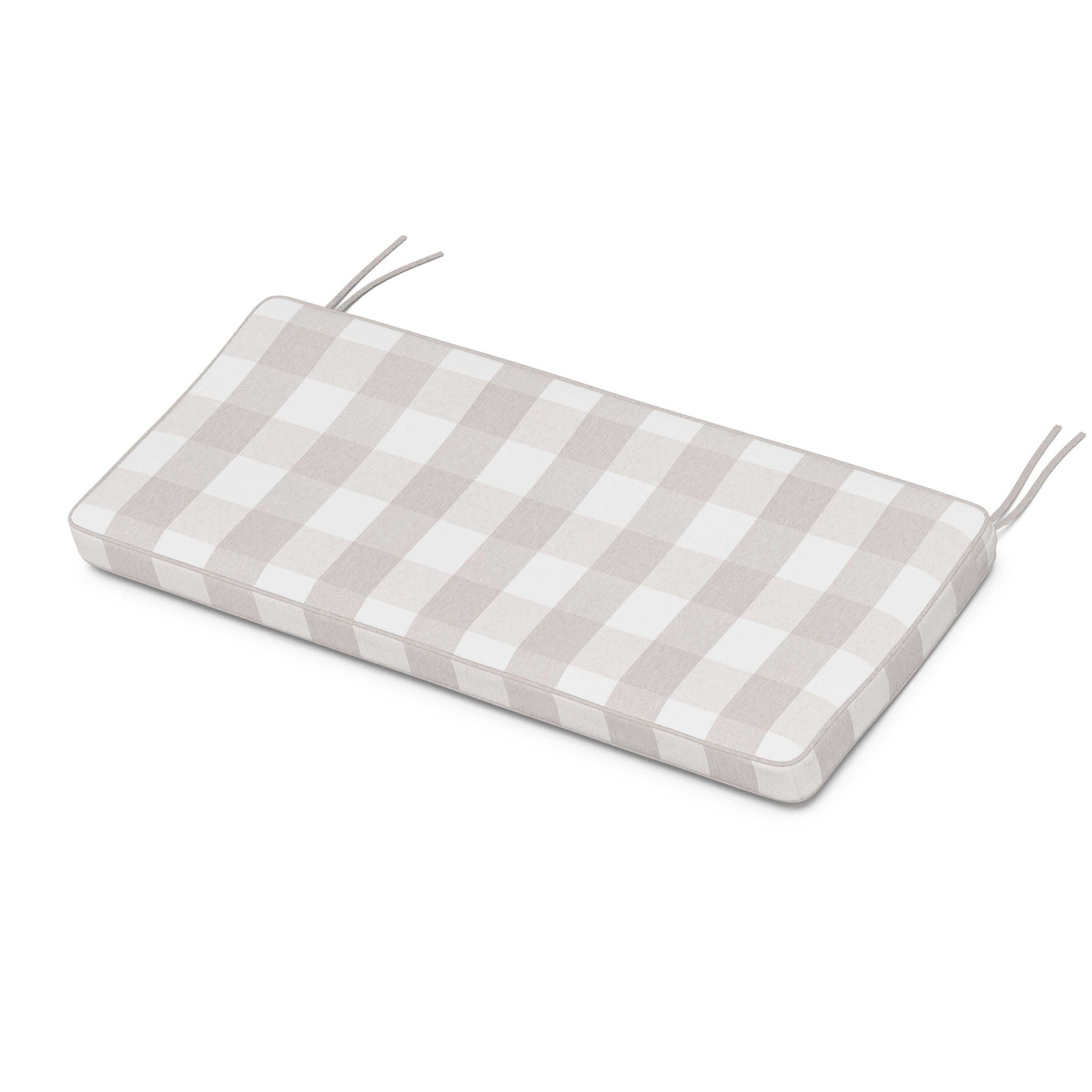 POLYWOOD Chinoiserie Bench Seat Cushion — Buffalo Plaid Dune Burlap
