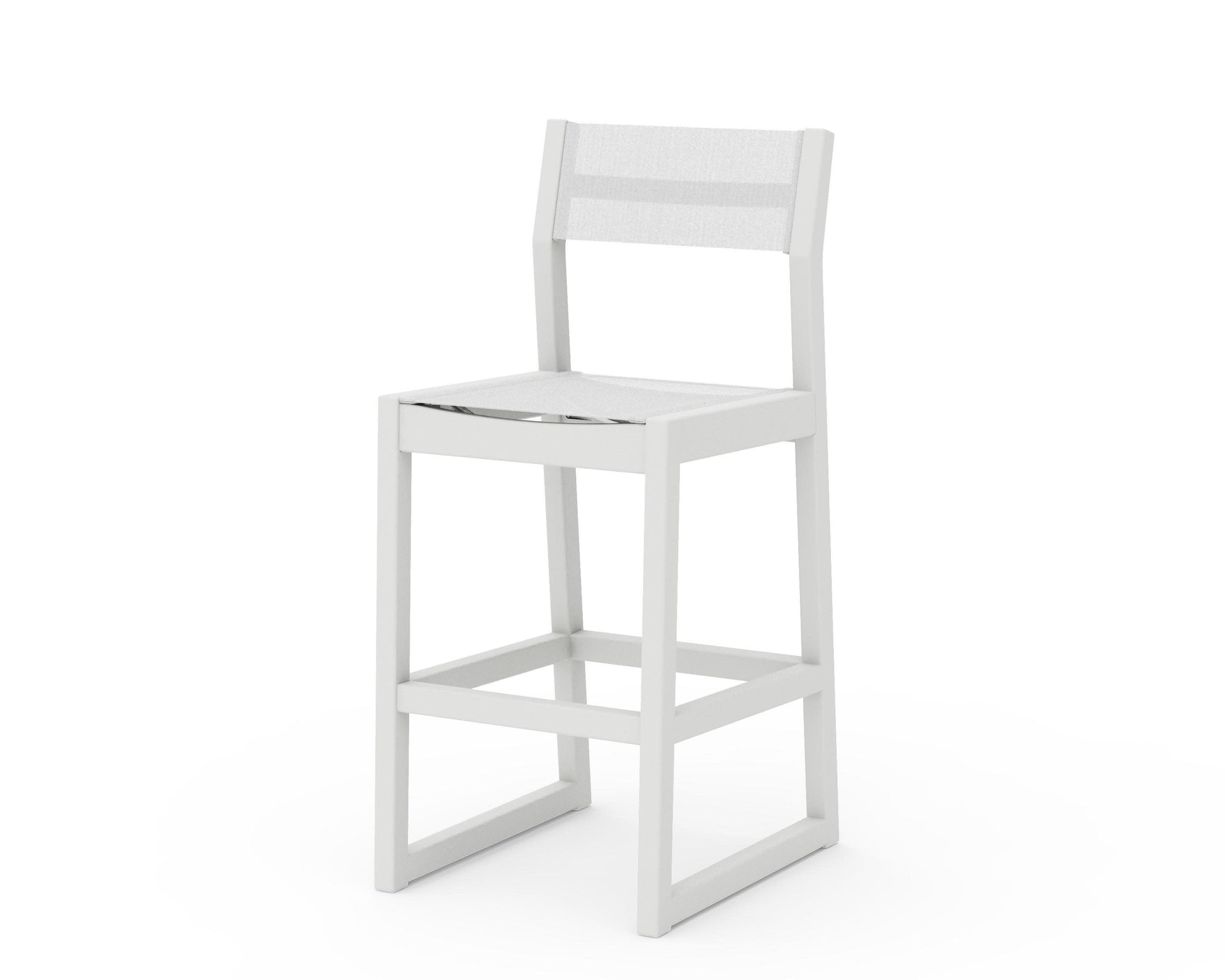 POLYWOOD EDGE Sling Bar Side Chair — Vintage White / White Sling