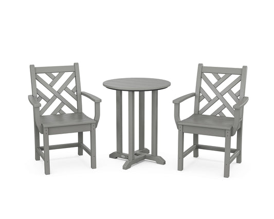 POLYWOOD Chippendale 3-Piece Round Bistro Dining Set — Slate Grey