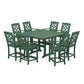 POLYWOOD Chinoiserie 9-Piece Square Counter Set with Trestle Legs — Green