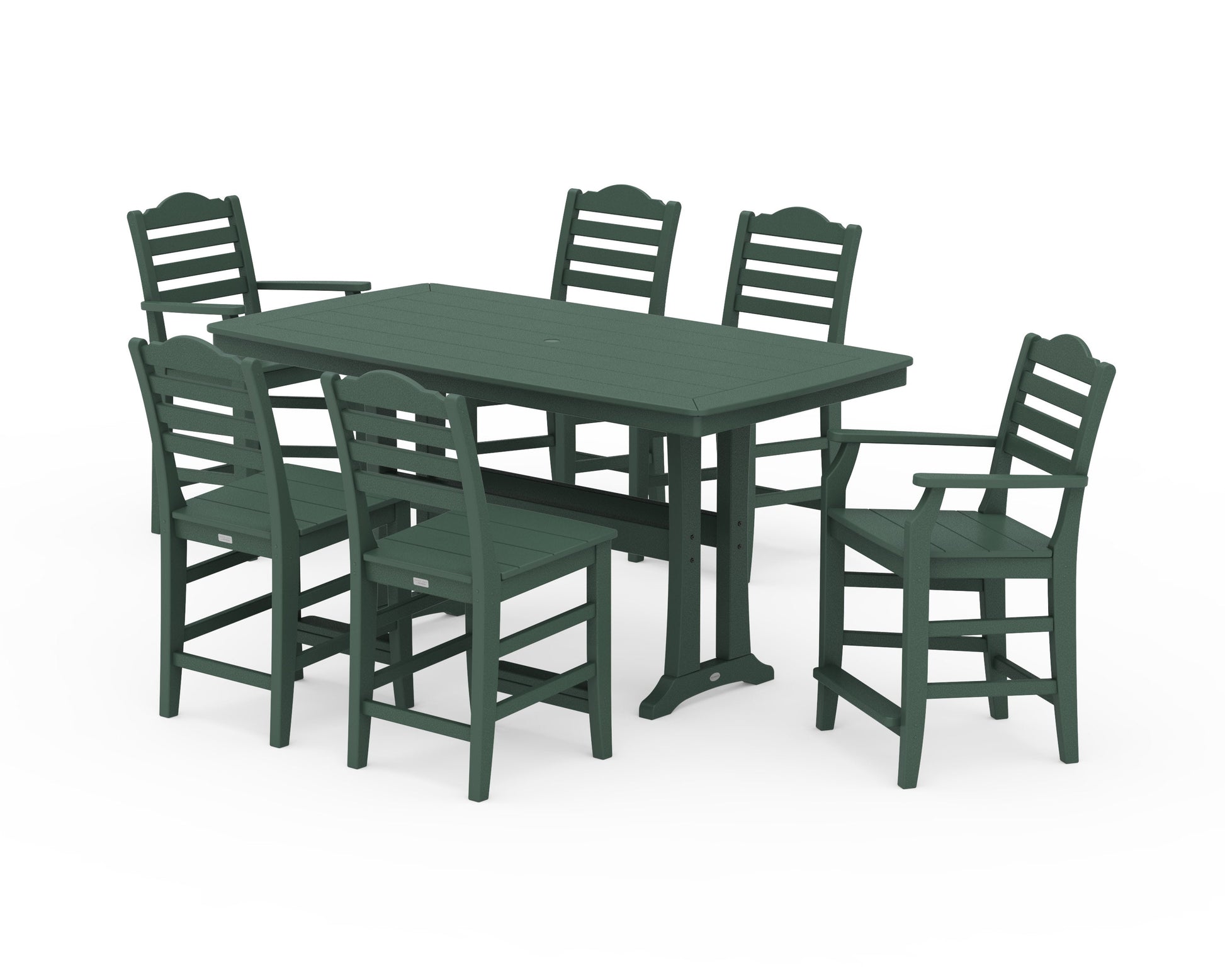 POLYWOOD Savannah 7-Piece Counter Set with Trestle Legs — Green