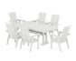 POLYWOOD Modern Curveback Adirondack 7-Piece Dining Set with Trestle Legs — White
