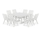 POLYWOOD Vineyard Folding Chair 9-Piece Square Farmhouse Dining Set with Trestle Legs — White
