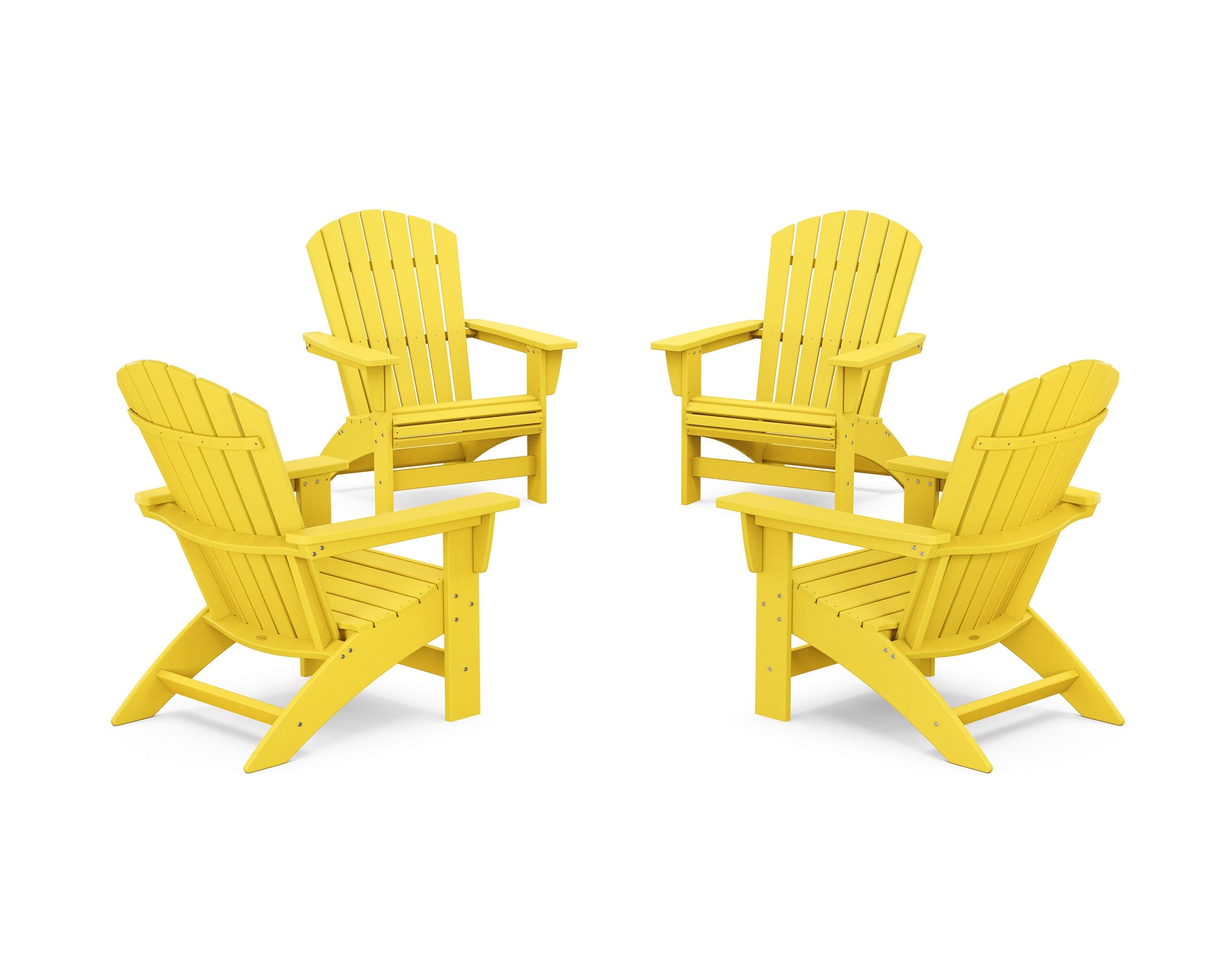 POLYWOOD 4-Piece Nautical Grand Adirondack Chair Conversation Set — Lemon